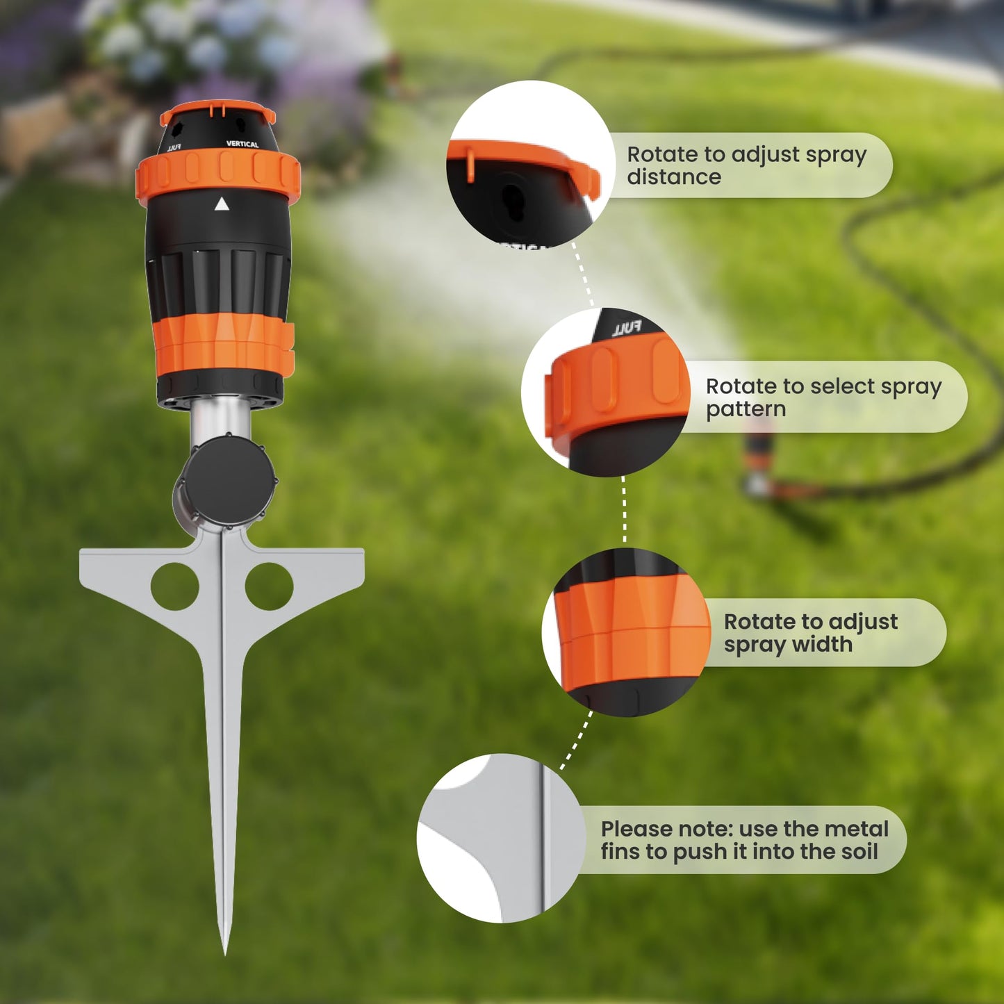 Giraffe Tools Garden Hose 5/8", Water Hose Heavy Duty, Flexible, Lightweight Hybrid Hose with Swivel Handle, with Hose Splitter, Nozzle and Yard Sprinkler, 50ft Male to Female Fittings, Burst 600 PSI