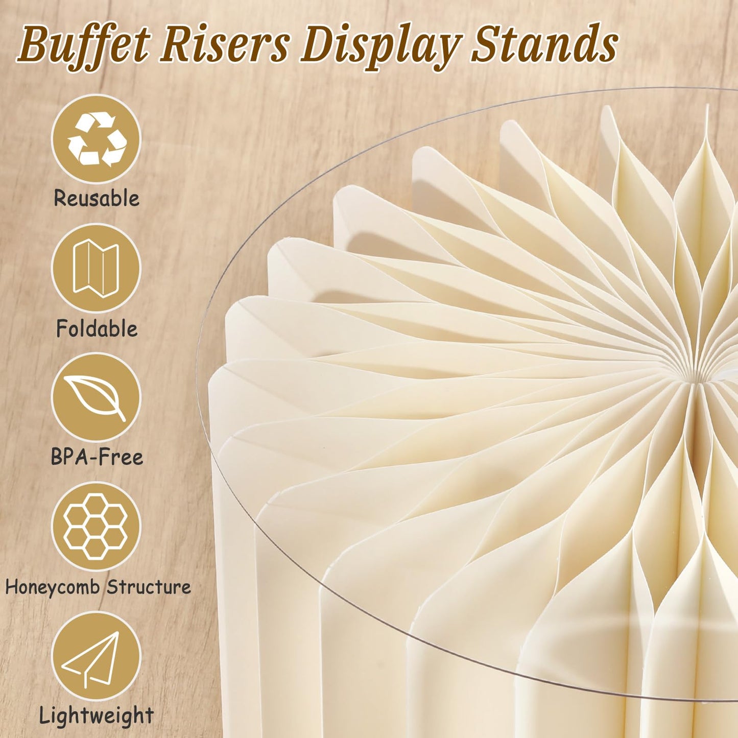 Youjoitim 6Pcs Buffet Risers, Food Risers for Table, Foldable Cake Display Stands, Tall Cardboard Cupcakes Stand for Show Catering Desserts Jewelry Wedding Birthday Party Decoration (White)