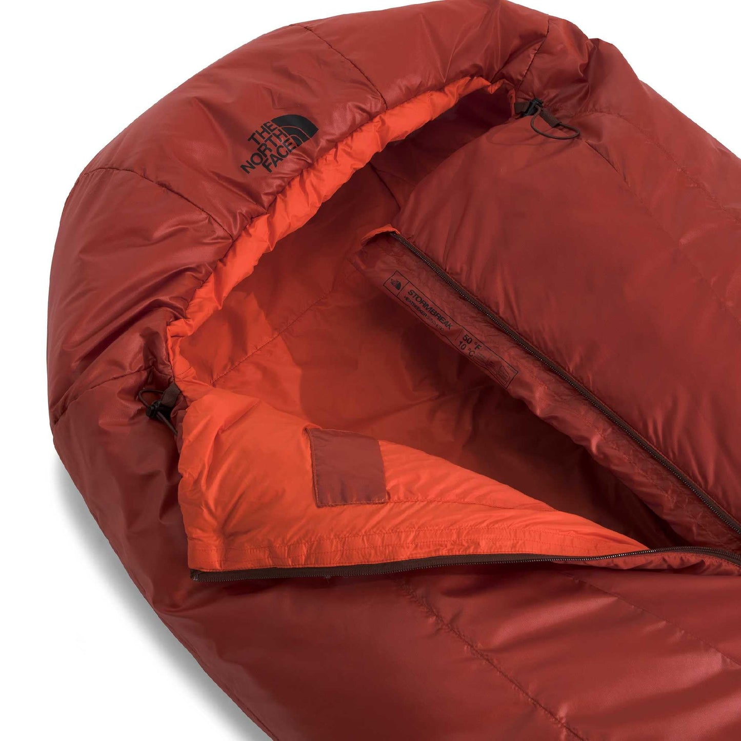 THE NORTH FACE Stormbreak 50F / 10C Backpacking Sleeping Bag - Water Repellent, Fully Insulated, Includes Stuff Sack, Iron Clay/Lava Red, Long