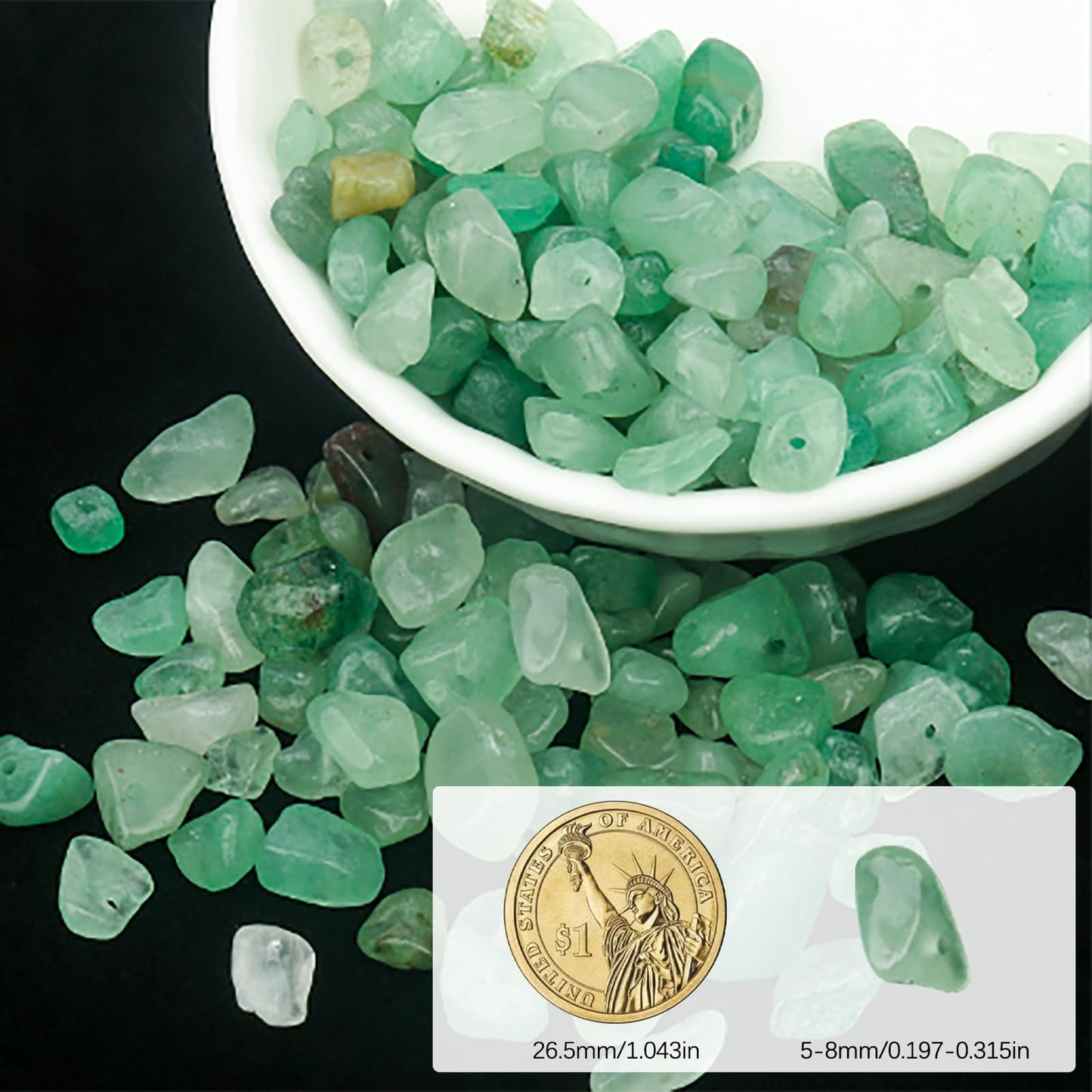 NITOPUPU 30in Green Aventurine Natural Chip Stone Beads 5-8mm About 230pcs, Irregular Drilled Light Green Bead for Bracelets Jewelry Making Supplies for Adults, DIY Crafts.