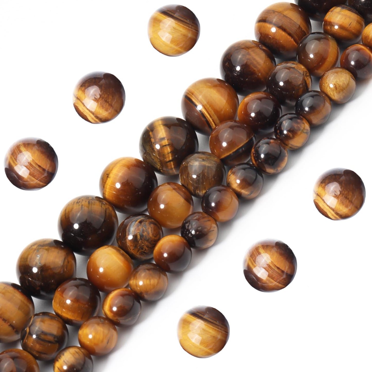 Siomia 60pcs 6mm Natural Yellow Tiger Eye Gemstone Beads Energy Healing Crystal Round Loose Stone Beads for Jewelry Making, DIY Bracelets Necklaces