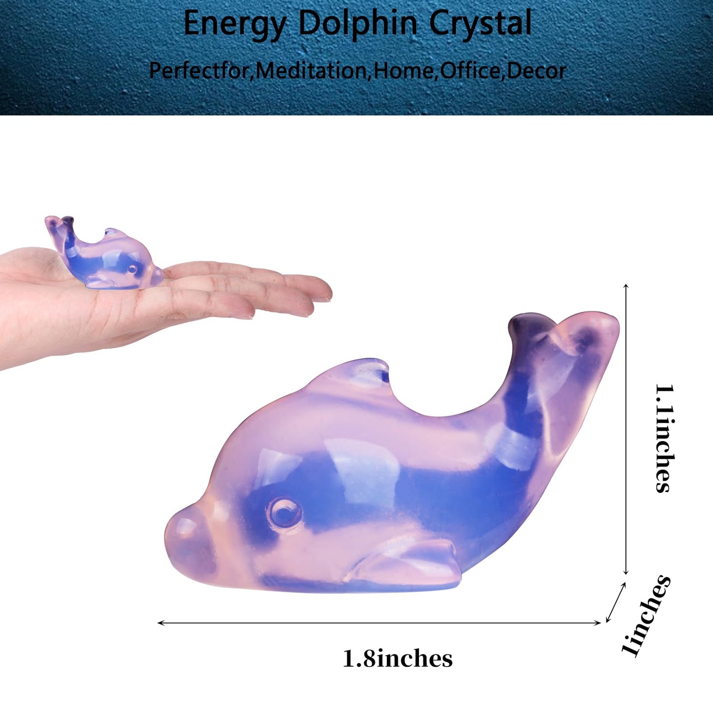 Hguxmcu Pink Opalite Crystal Dolphin Carving Hand Carved,1.8 Inch Dolphin Figurine Polished Gemstone Animal Sculpture Healing Stone Meditation Decor Gift Collection