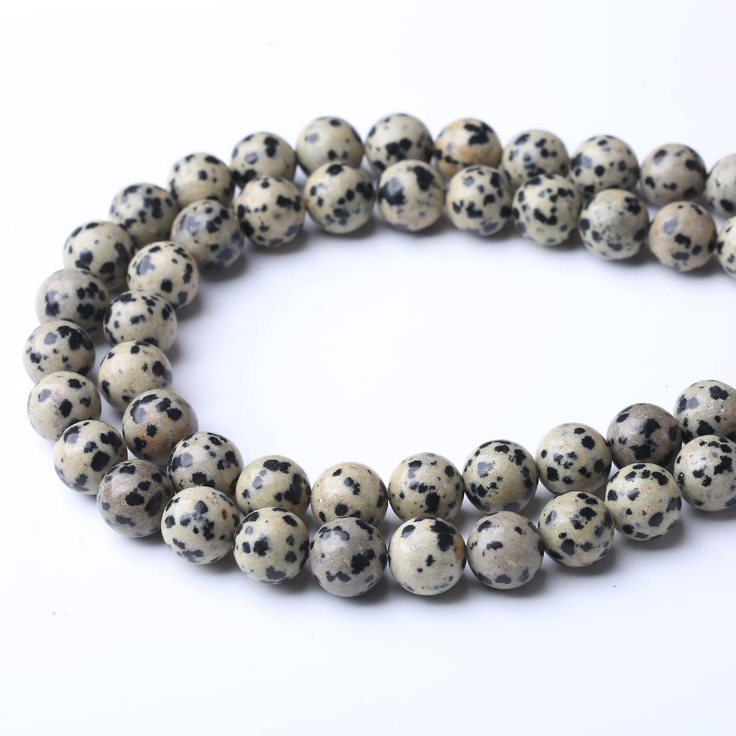 90PCS 4MM Dalmatian Jasper Natural Gemstone Round Stone Beads for Jewelry Making DIY Energy Stone Healing Power Bracelet 15"