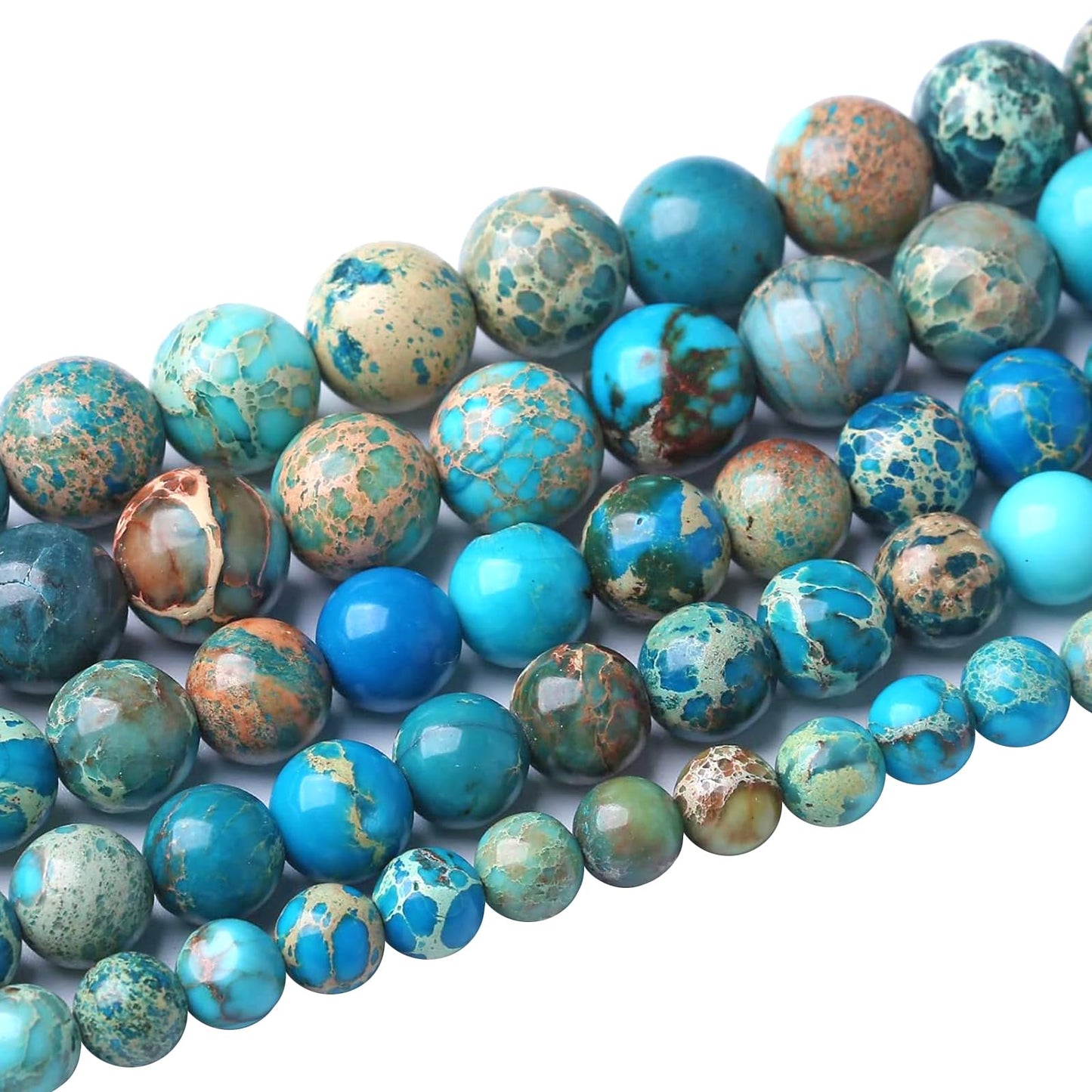 90PCS 4mm Natural Blue Imperial Jasper Beads Round Loose Stone Beads for Jewelry Making for Jewelry Making DIY Bracelet Necklace 15 Inch,Energy Stone Healing Power (4mm, Blue Imperial Jasper Beads)