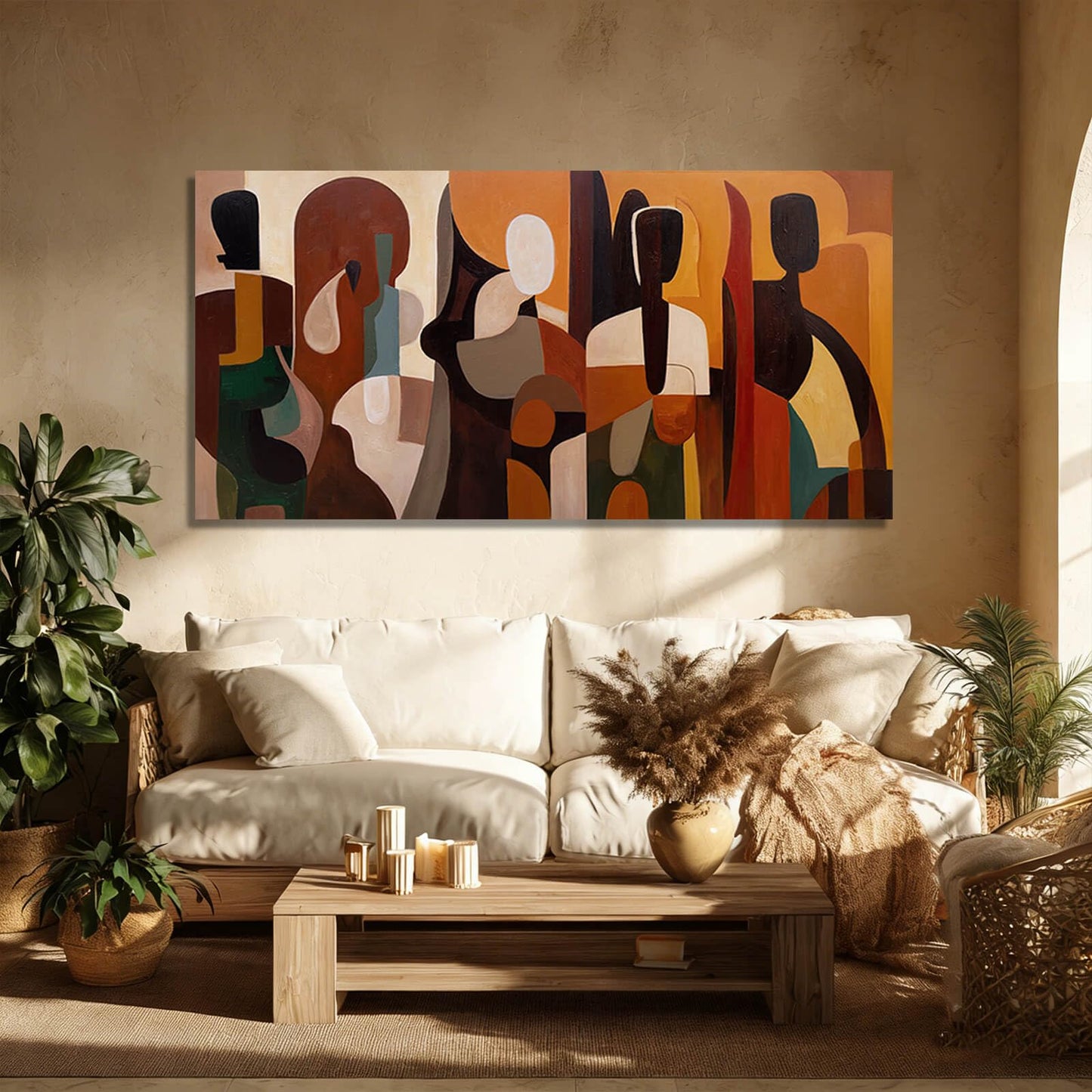 Abstract Wall Art Decor Framed Neutral Wall Prints for Office Geometric Graffiti Canvas Pictures for Dining Room Wall Decor for Living Room 24x48 Inch