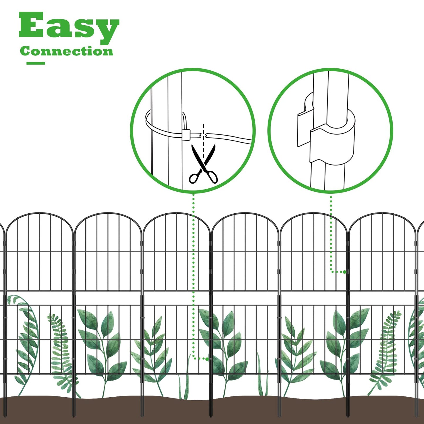 OUSHENG Decorative Garden Fence Fencing 10 Pack, 36in (H) x 10.8ft (L) Rustproof Metal Wire Panel Border Animal Barrier for Dog, Flower Edging for Yard Landscape Patio Outdoor Decor, Arched