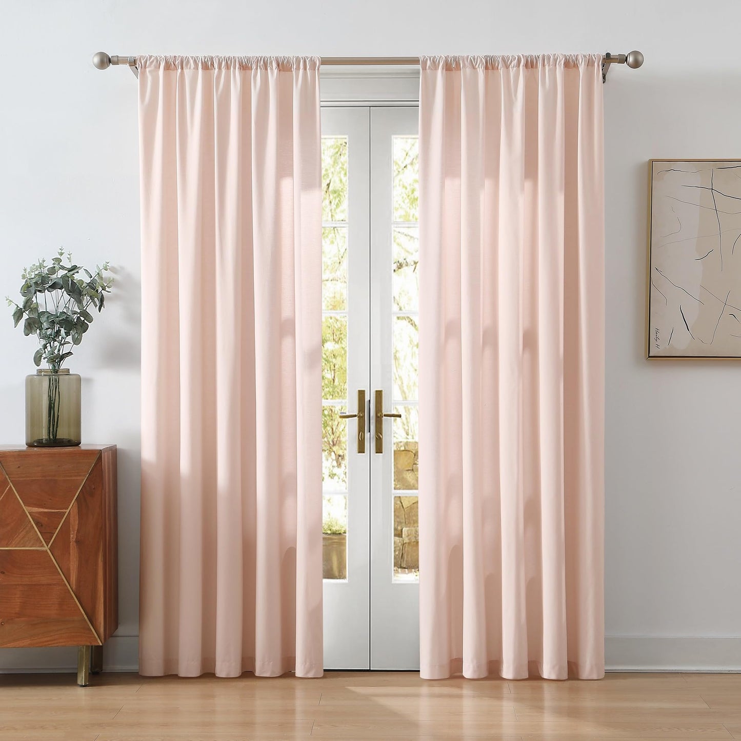 CANNON Solid Cotton Percale Blush 50x84 Window Curtain Pair, Solid Color Themed, Oeko-TEX Certified Confidence