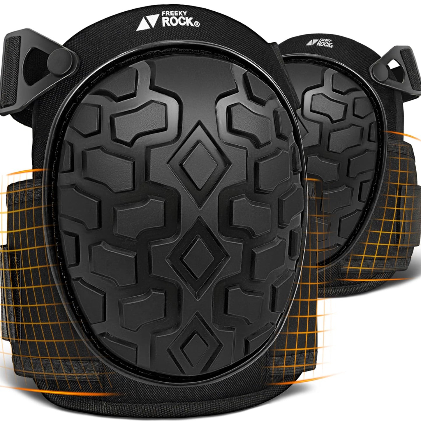 FREEKYROCK Gel Knee Pads for Work, Professional Knee Pads for Men Women with Soft Foam, Heavy Duty Cap, Adjustable Straps, Quick-Fasten Buckle for Construction, Gardening, Welding, Roofing, Cleaning