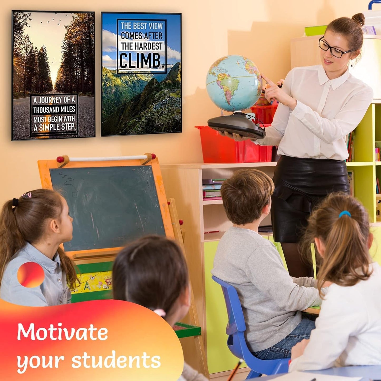 Throwbacktraits Canvas Motivational Wall Art – Set of 6 Inspirational Prints with Uplifting Phrases & Vibrant Images, Eco-Friendly & Framed, Ready to Hang for Office Wall Decor, Living Room & Bedroom Décor