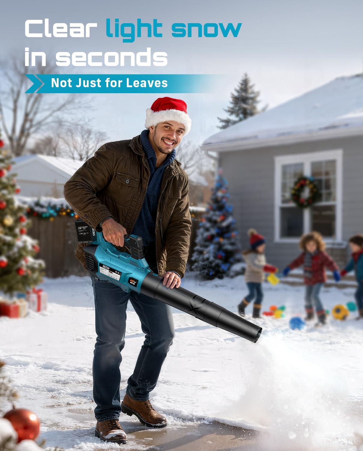 SEESII 40V Leaf Blower Cordless, 650CFM Brushless Motor Battery Powered Leaf Blower with 2 x 5.2Ah Batteries & 2 Chargers, Turbo Mode & 3 Speeds Control Electric Blower for Lawn Care/Light Snow/Debris