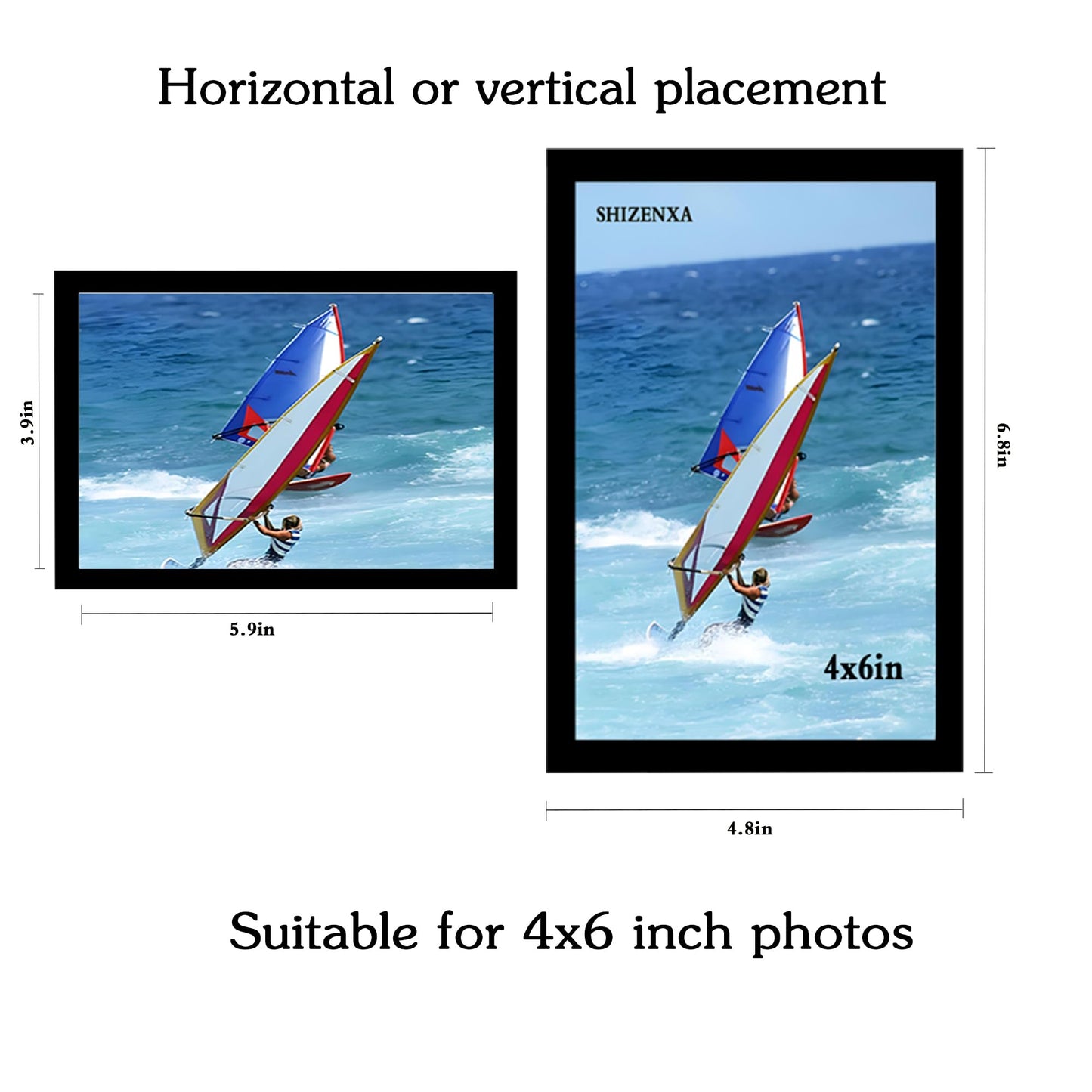 Shizenxa 4x6 Black Photo Frame with HD Plexiglass, Picture Frame for Wall & Tabletop Display, 1 Pack