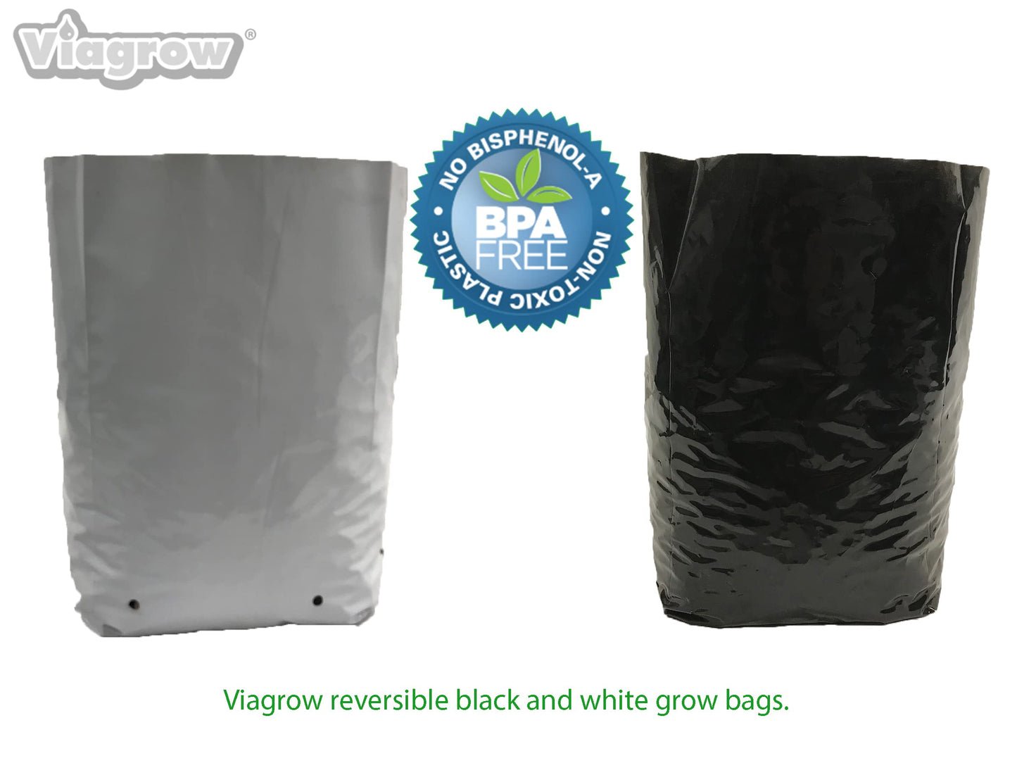 Viagrow Grow Bags Thick Plastic Grow Bags for Potting, Seedlings, Rootings, 1 Gallon 100 Pack, White