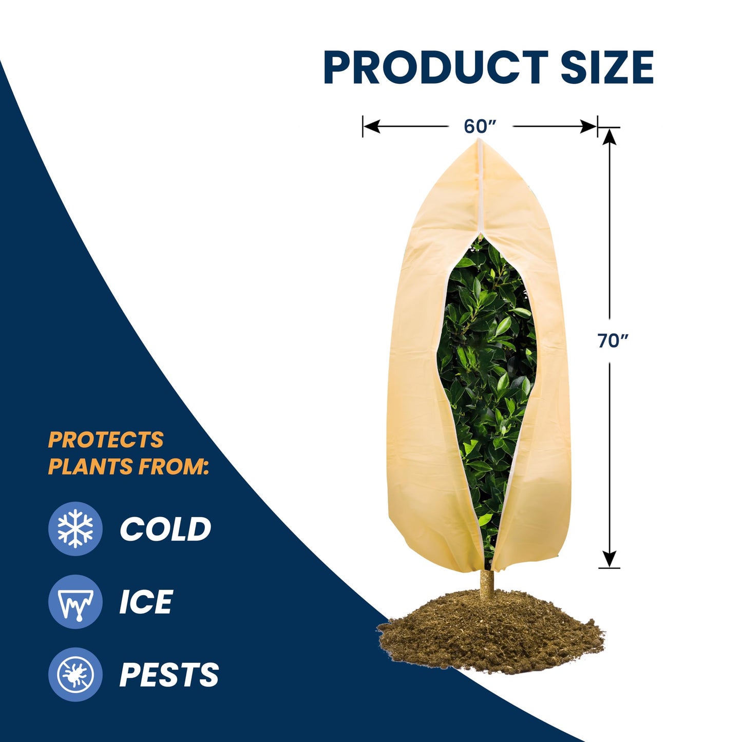 SCRUBIT Plant Covers Freeze Protection, 60 x 70 in. Frost Cloths for Outdoor Plants Fruit Trees & Shrubs with Zipper and Drawstring, Thick Winter Plant Covers - 2 Pack Tree Frost Blankets