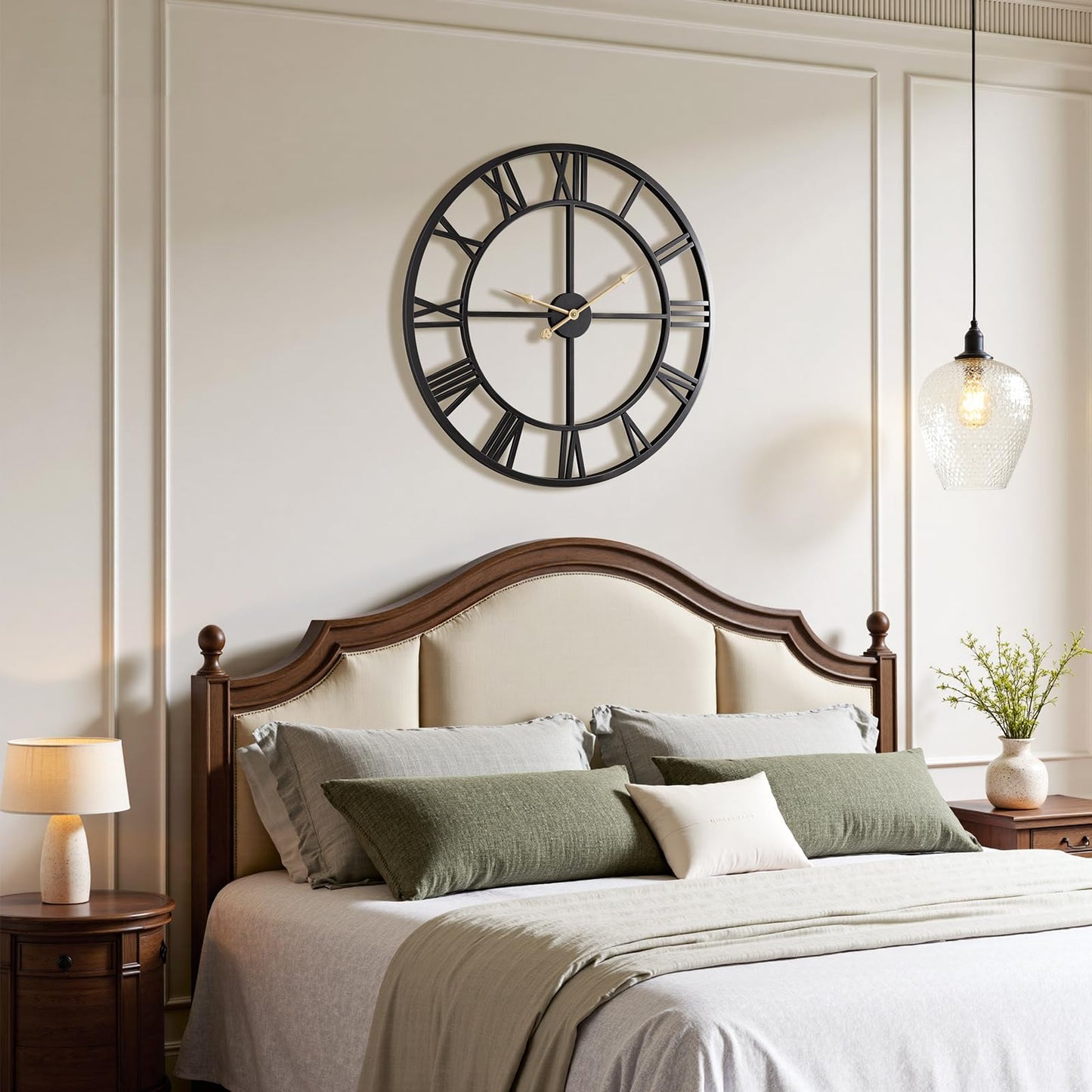Vantic 32 Inch Large Wall Clock, Roman Numeral Metal Oversized Wall Clocks for Living Room Decor, Bedroom and Kitchen, Completely Silent, Non Ticking, Battery Operated
