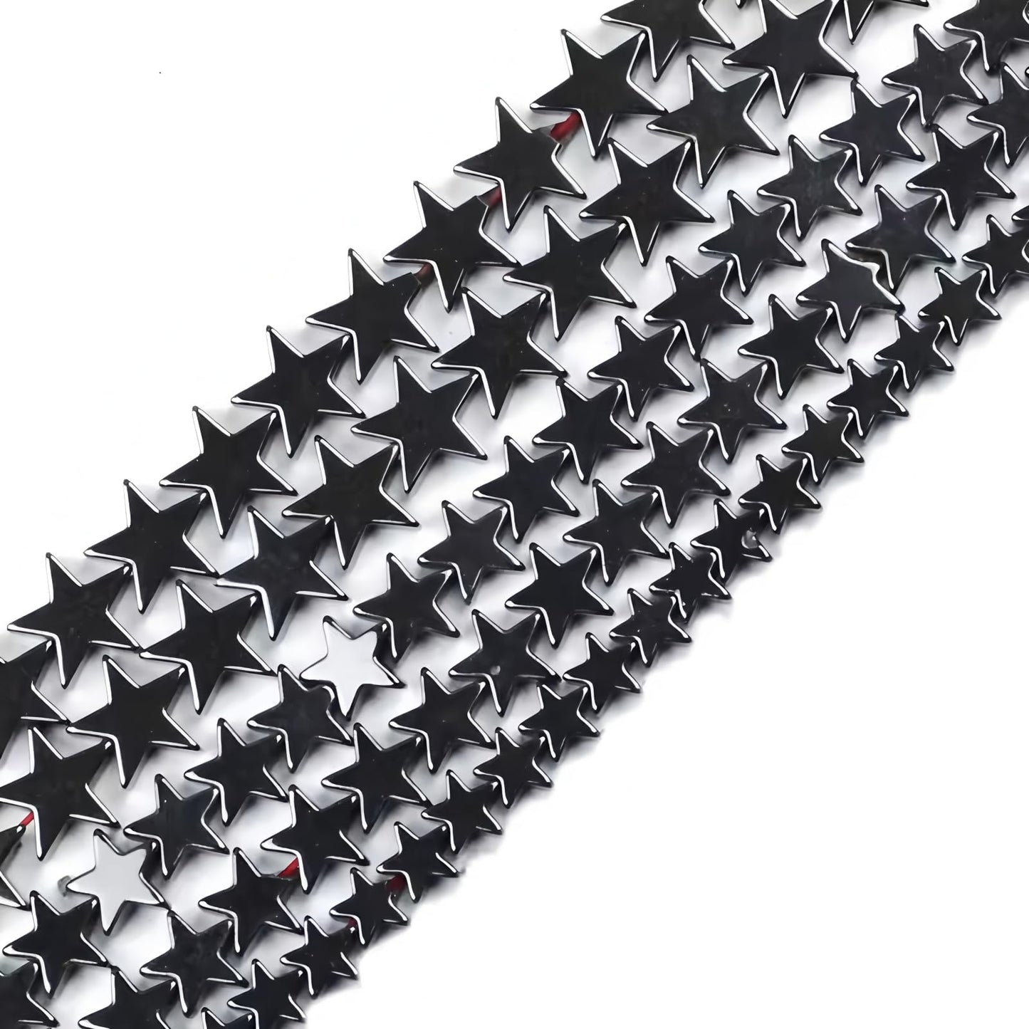HAAMIIQII 70pcs 8mm Natural Black Hematite Loose Gemstone Beads Star Shape Spacer Stone Beads for Jewelry Making DIY Bracelets Necklaces Crafting