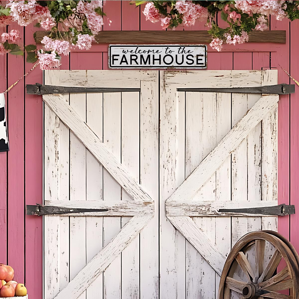 Rustic Farmhouse Sign, Metal Signs, Welcome to the Farmhouse, Retro Metal Tin Signs, Welcome Sign for Front Door Porch Decor, Farm Decor 15.8x4 Inch