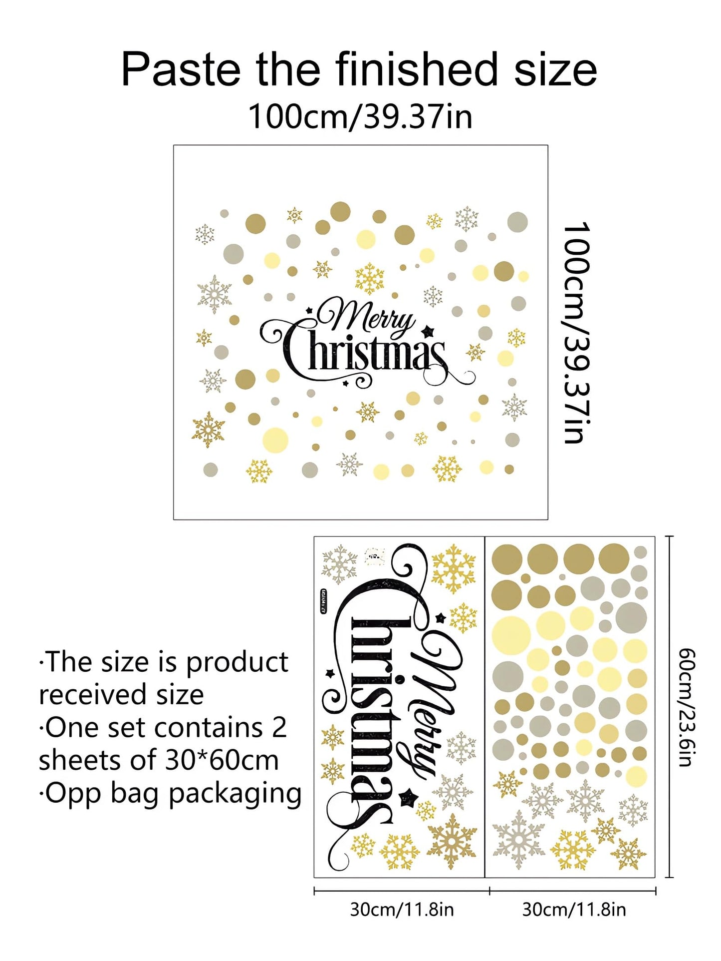 Christmas Gold Brown Gray Polka Dot Snowflake Wall Stickers,sacinora DIY Circle Art Wall Decal Removable Vinyl Peel and Stick for Christmas Party Living Room Bedroom Nursery Children's Room Decoration