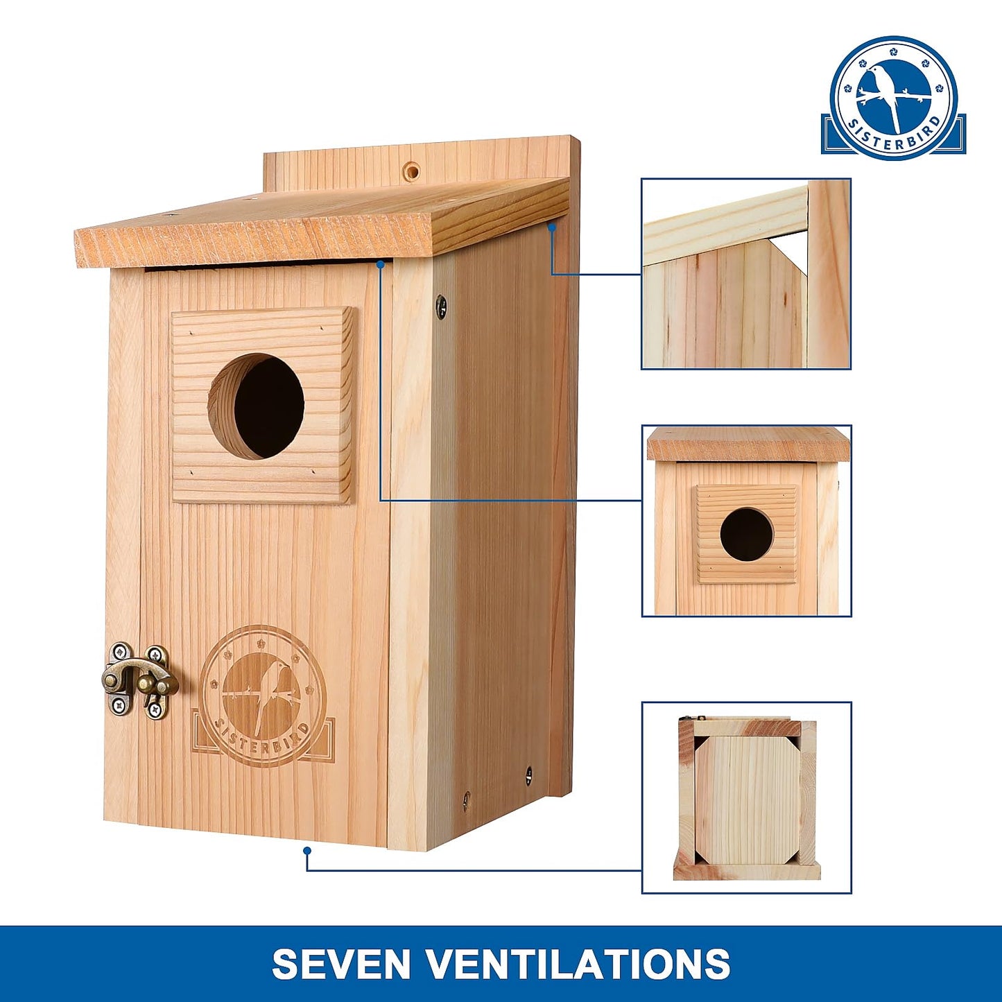 SISTERBIRD Bluebird Houses for Outside, Blue Bird Houses for Outdoors, Premium Bird House, Pack of 2 Bluebird House, Wooden Birdhouses Kits for Adults for Durable Yard Decor