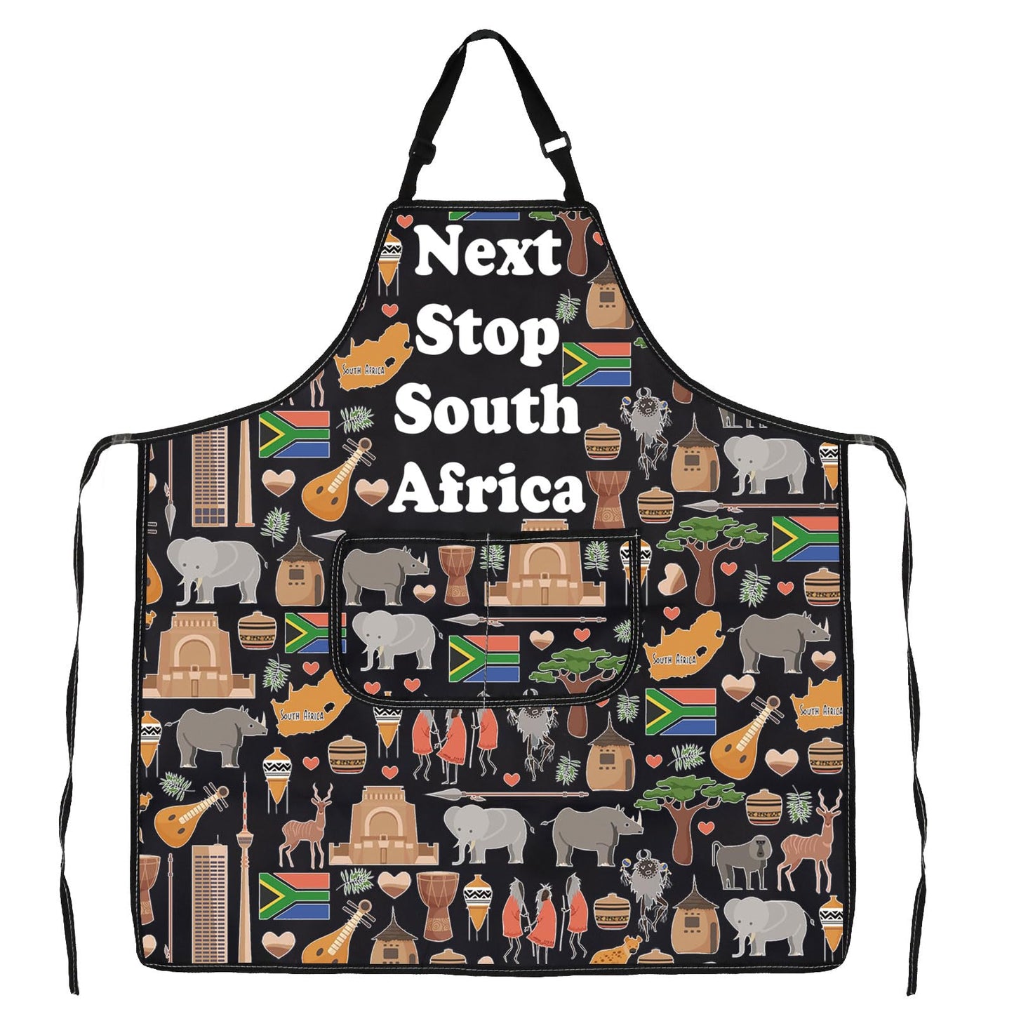 JXGZSO South Africa Symbols Gift Next Stop South Africa Apron With Pockets South Africa Trip Gift Chef Cooking Apron