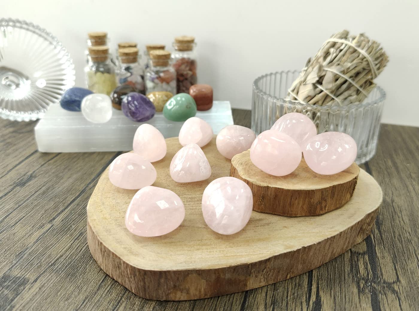 MAIBAOTA Rose Quartz Crystals Natural Healing Crystals Bulk Polished Tumbled Crystals Stones Rocks Energy Balance Crystal Gemstones Vase Filler Decorative Stones Reiki Witch Quartz Crstal