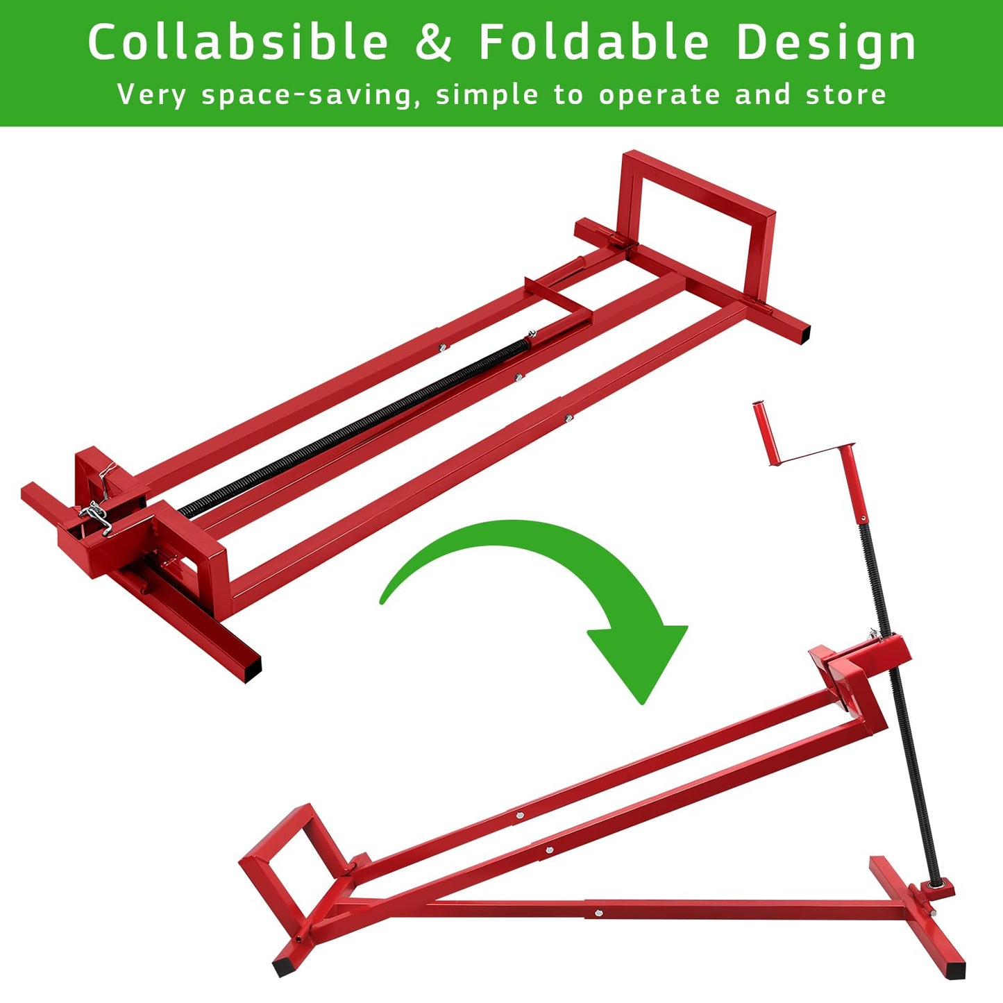 Lawn Mower Lift Jack, TUNTENDO Lifting Platform 882 Lbs Capacity Telescopic Maintenance Jack for Garden Tractors & Riding Lawn Mower with Manual Handle & Power Tool Extension Handle (Red)