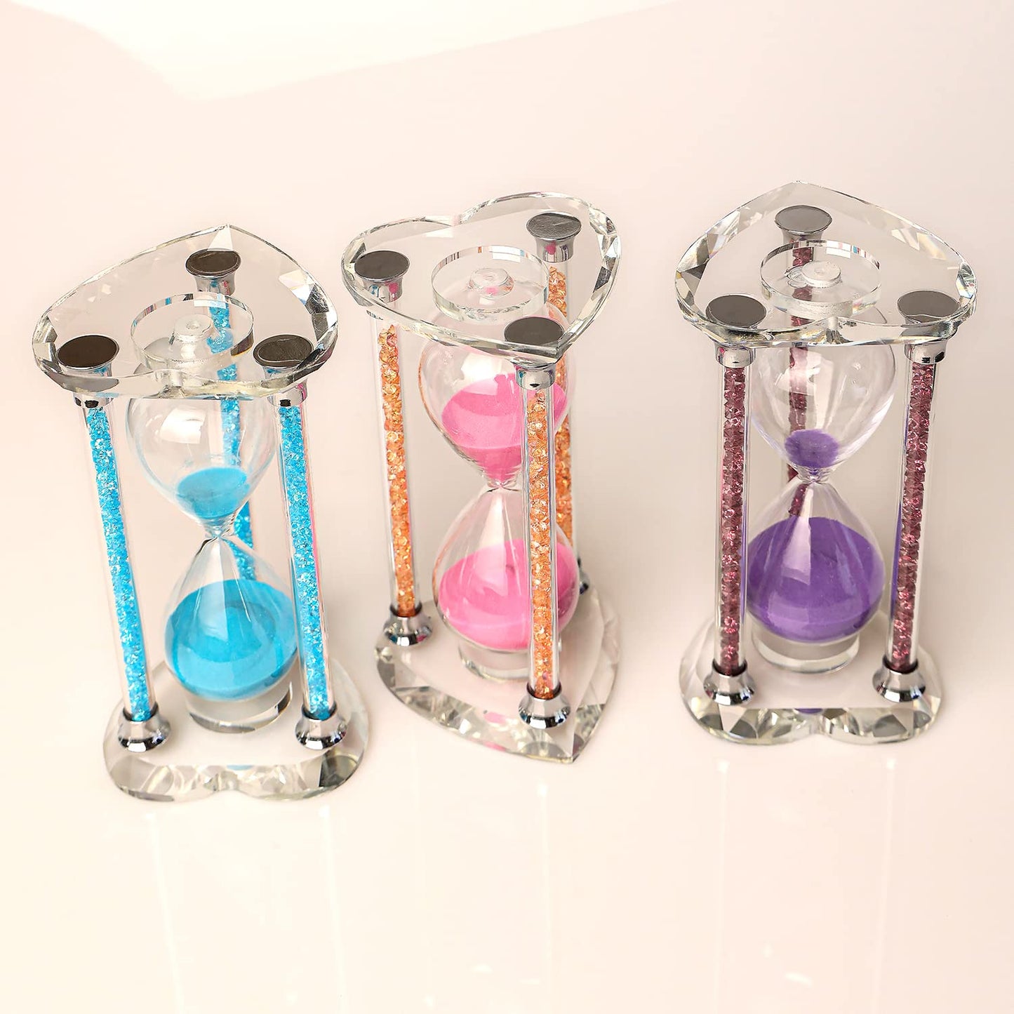 60 Minutes Sand Timers,Heart Shaped Crystal Hourglass, Sand Clock with Gift Box (Blue)