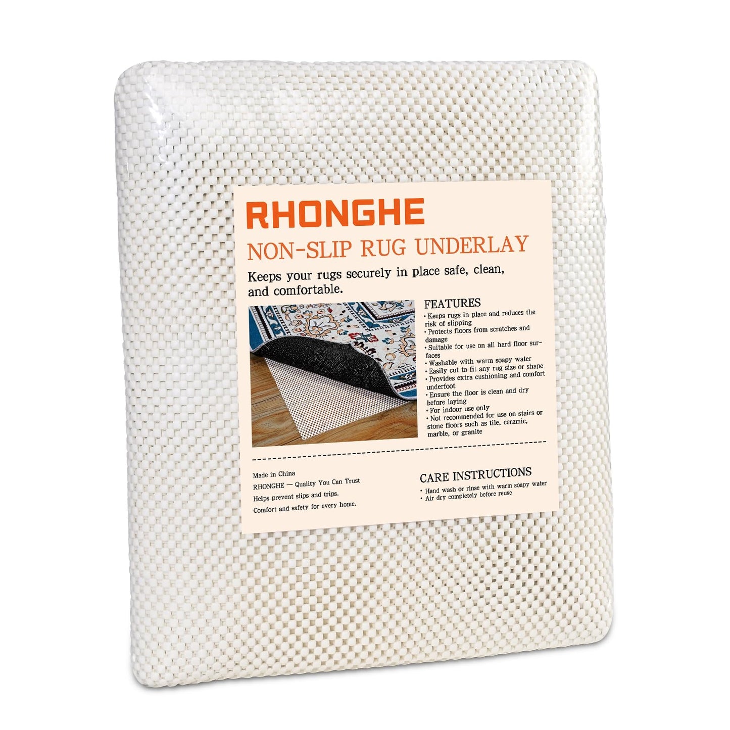 Non Slip Rug Pad Gripper 4x6 FT for Hardwood Floors, Eco-Friendly Anti Skid Mat Under Area Rugs, Keeps Rugs Safe and Flat, Odorless Cushioned Pad for Floor Protection, Easy to Trim Multi-Use Mat