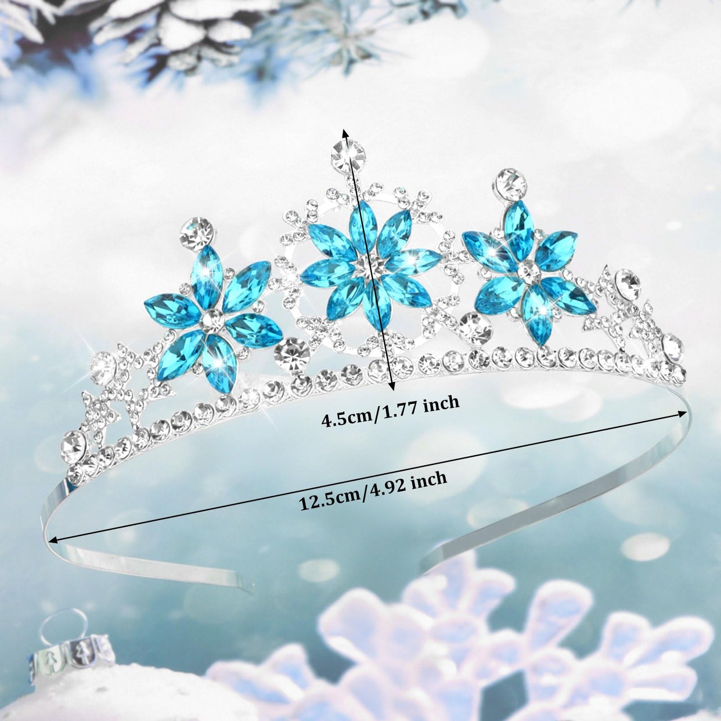 YISSION Snowflake Tiara Headband & Birthday Sash Set - Sparkling Ice Theme Party Accessories - Celebration Crown & Glitter Sash for Festive