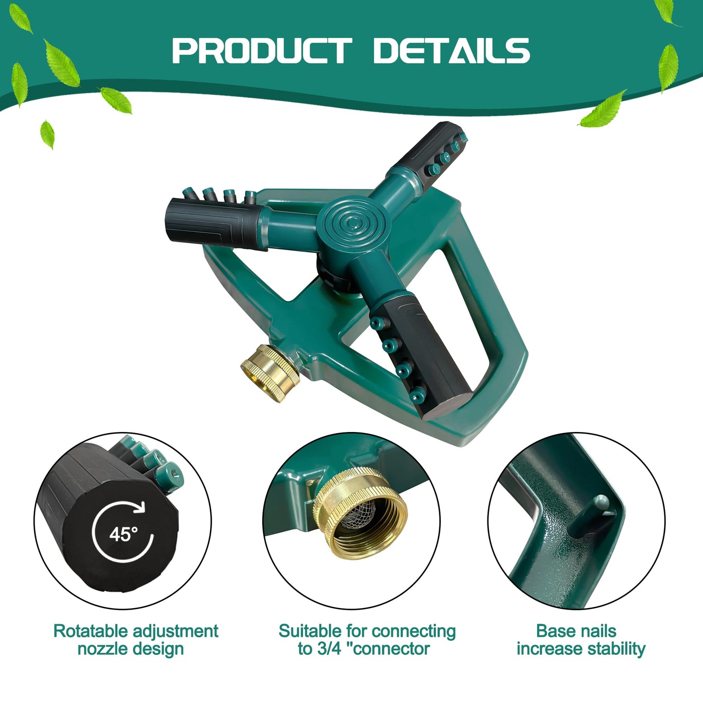 MOSIKEN Sprinkler for Yard, Rotating Garden Sprinkler for Large Area Coverage, Lawn and Yard Adjustable Sprinklers