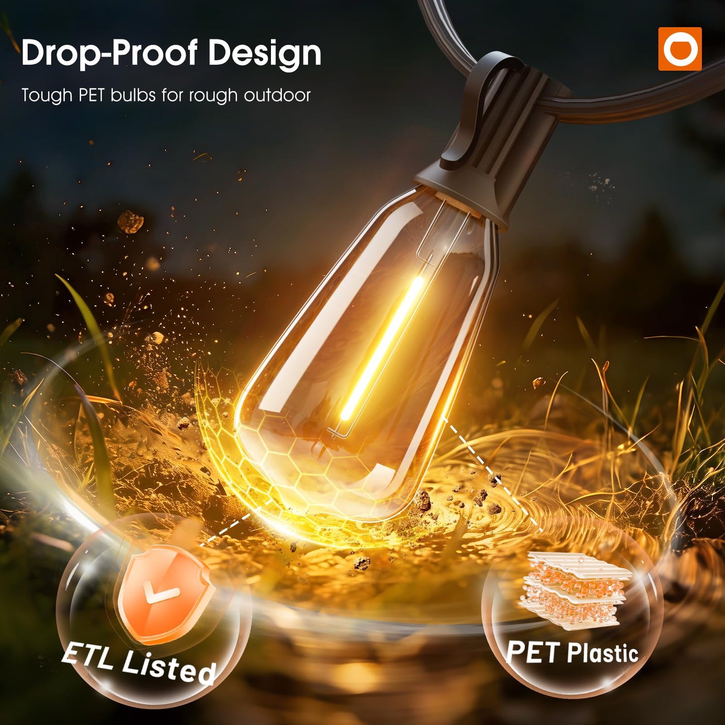 addlon 198FT Outdoor String Lights for Outside with Remote Waterproof Patio Lights with Plastic ST38 LED Edison Bulbs Outdoor Lighting Extra Long for Backyard Bistro Porch Garden Pergola Party Decor