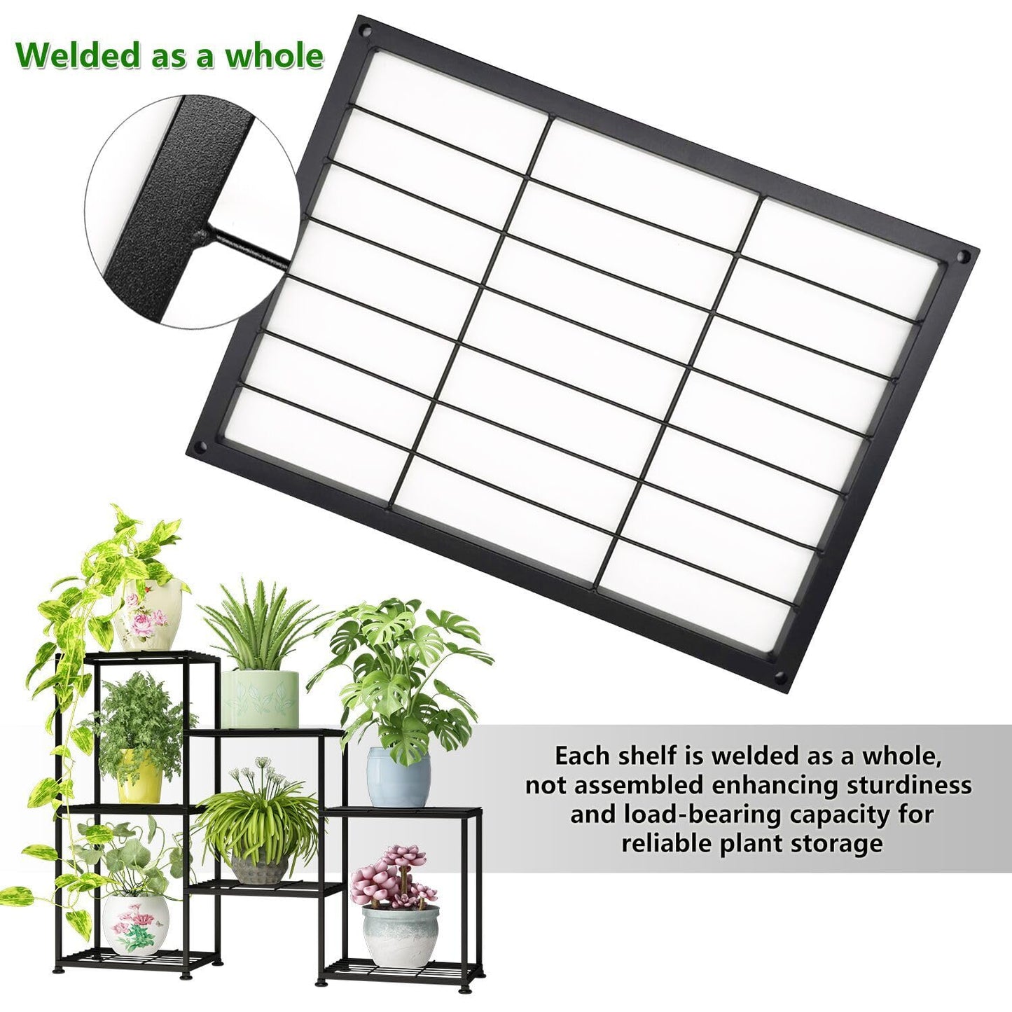 YUJCHMTZN Metal Plant Stand Indoor Metal Plant Stands Outdoor Tiered Plant Shelf for Multiple Plants, 3 Tiers 7 Potted Ladder Plant Holder Table Plant Pot Stand for Window Garden Balcony Living Room