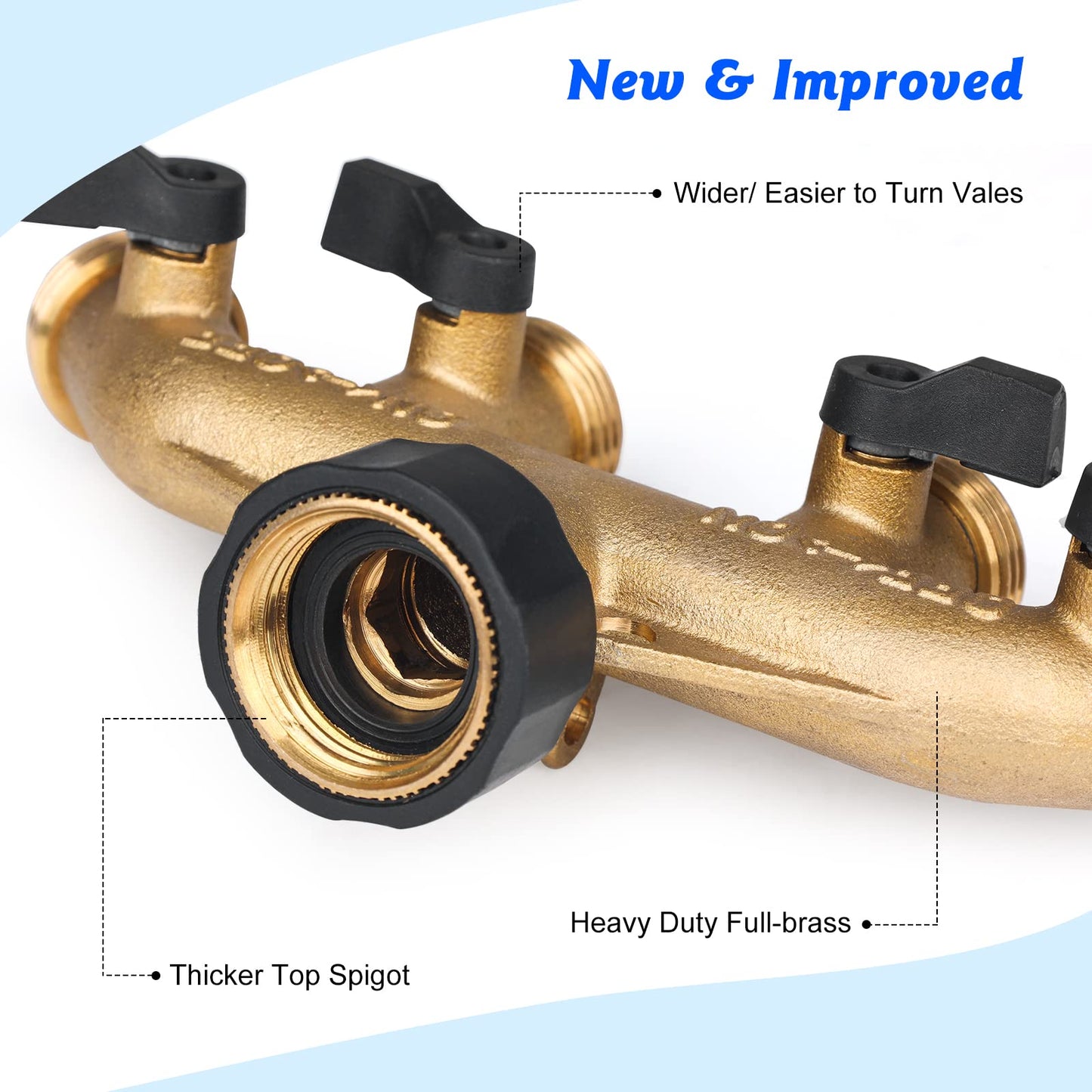 Garden Hose Splitter 4 Way Heavy Duty Brass Connector Tap Splitter (4WAY)