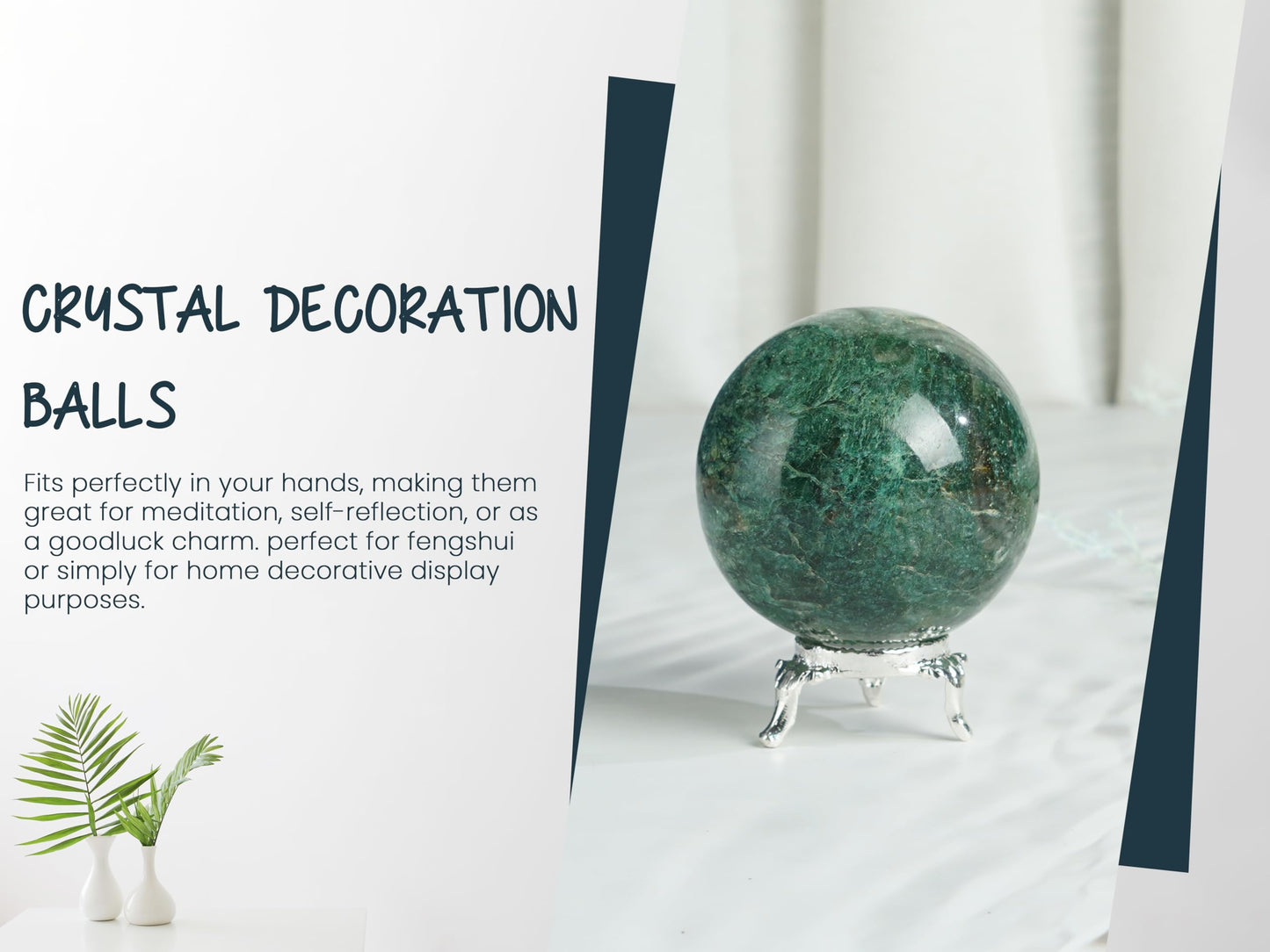 Crocon 35mm Green Aventurine Stone Sphere Ball with Metal Stand 1400+ Carats Gemstone Ball Healing Sphere Sculpture Figurine for Fengshui Divination Home Decoration Photography Crystal Sphere