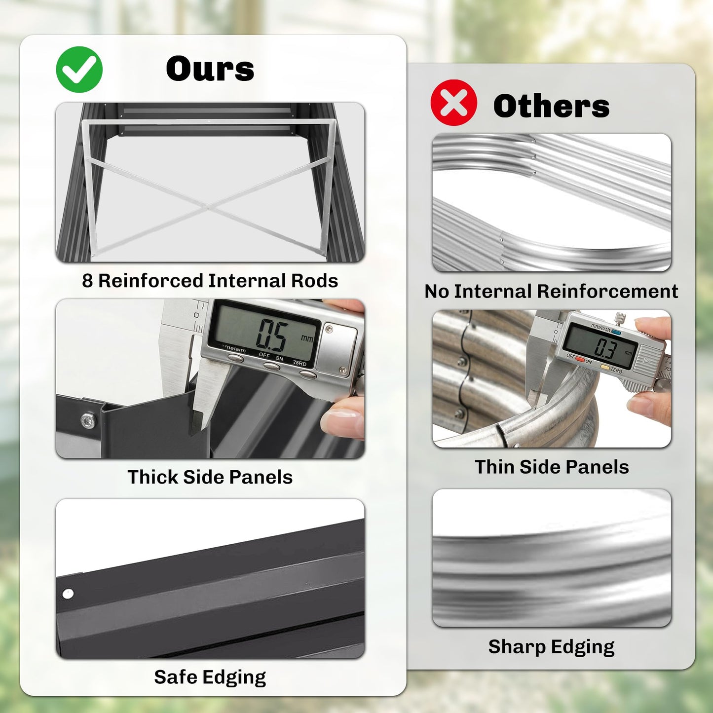 Outsunny Galvanized Raised Garden Bed Kit with Reinforcing Bars, Large and Tall Metal Planter Box for Vegetables, Flowers and Herbs, 6' x 3' x 2', Dark Gray