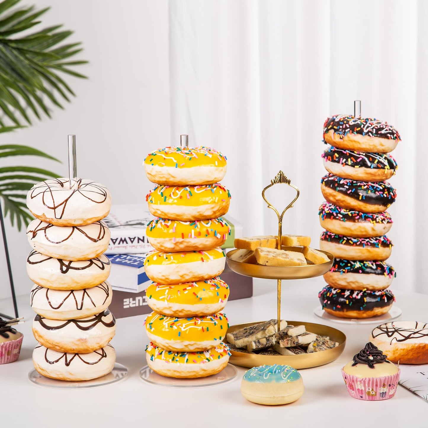 HENABLE 4PCS Acrylic Donut Display Stand Tower - Dessert Table Holder for Donuts, Bagels & Doughnuts - Perfect for Parties, Christmas, Birthday & New Year