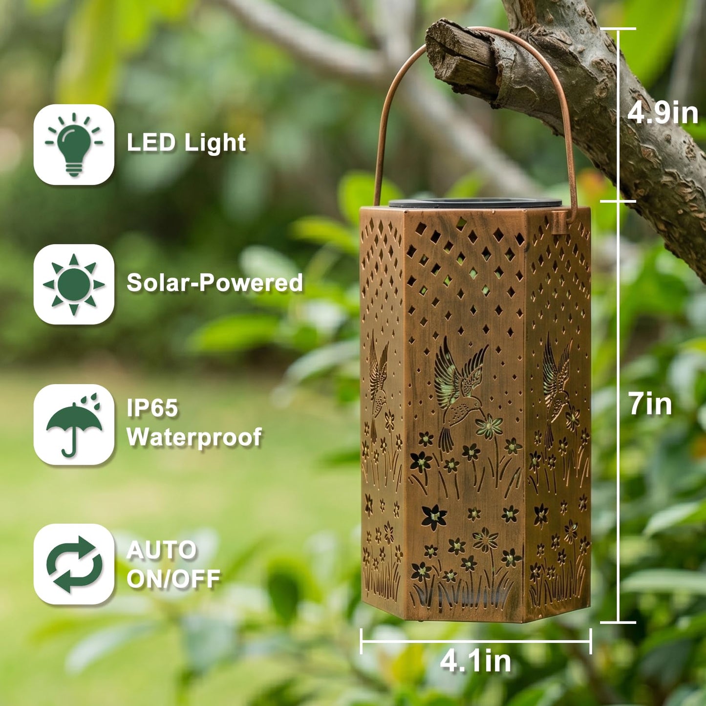 Mothers Day Gifts for Mom Grandma - Birthday Gifts for Women, Hummingbird Solar Lanterns Outdoor Waterproof, Garden Decor for Outside