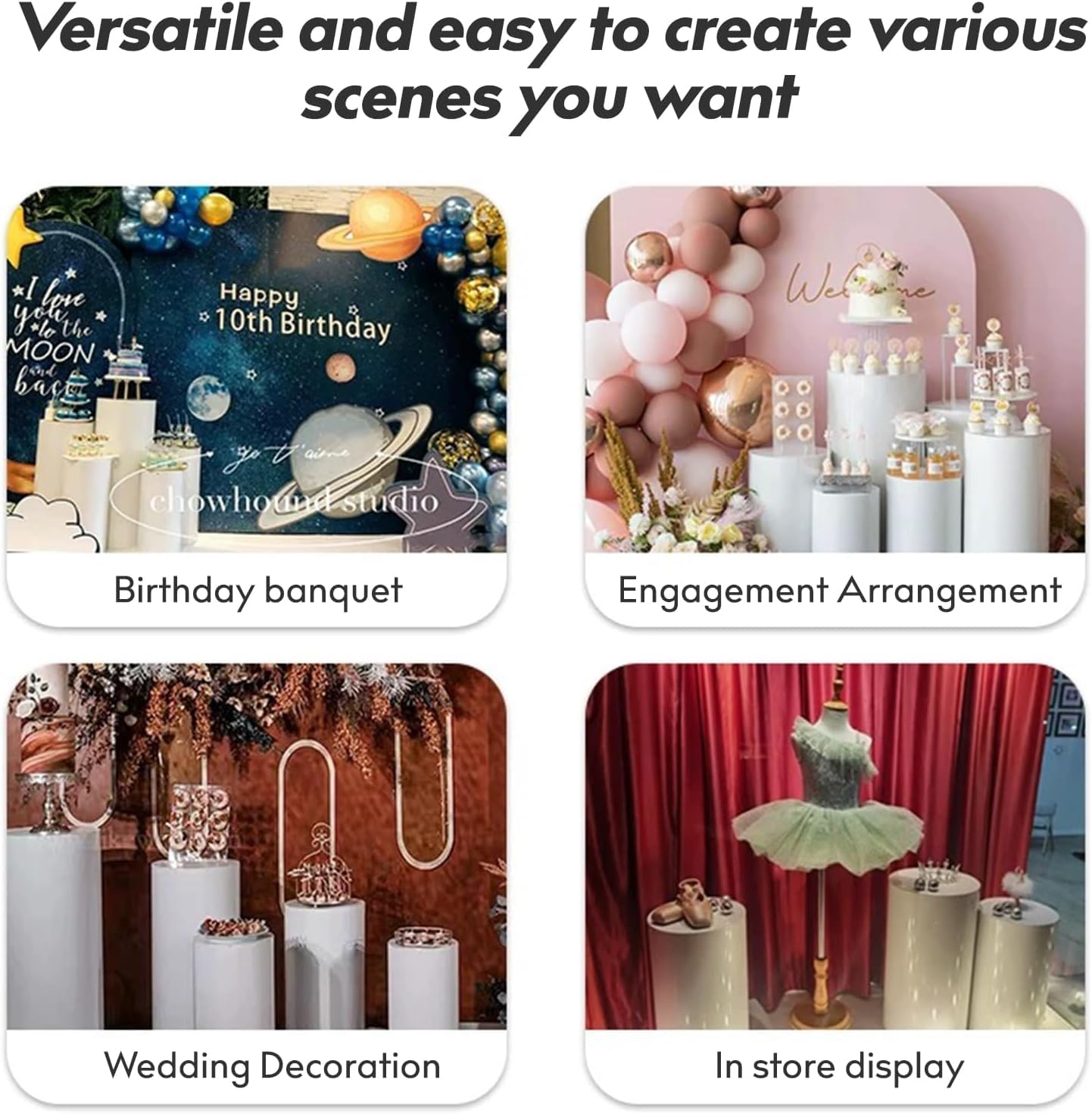 Sedeke 3PC Cylinder Pedestal for Party, Large White Cake Stand, Pedestal Display Plinth Pillars for Wedding Ceremony Birthday Party Art Decor--35.4''(L),29.5''(M),23.6''(S)
