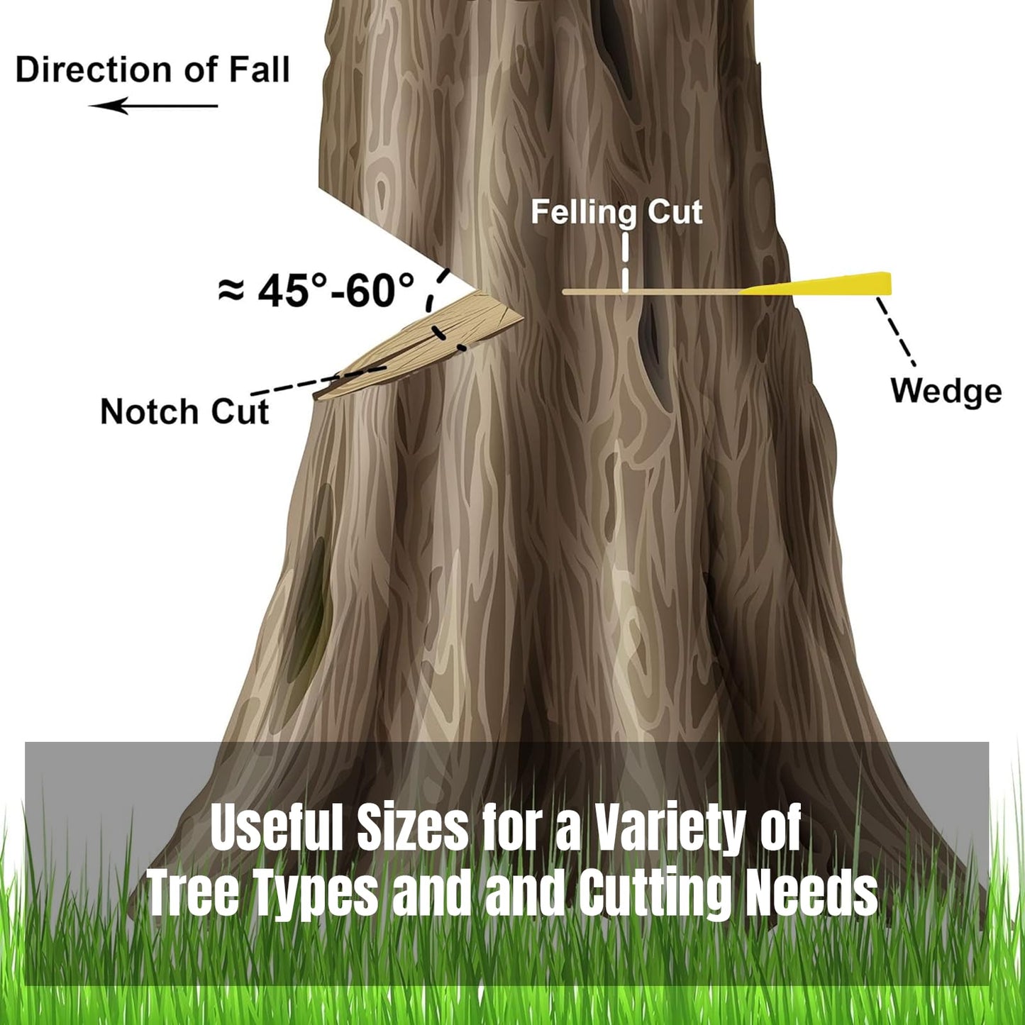 6 Pack Tree Felling Wedges with Spikes for Safe Tree Cutting – 3 Each of 8” and 5.5” Wedges with Storage Bag; 6 Felling Dogs to Guide Trees Stabilize and Safely to Ground for Loggers and Fallers