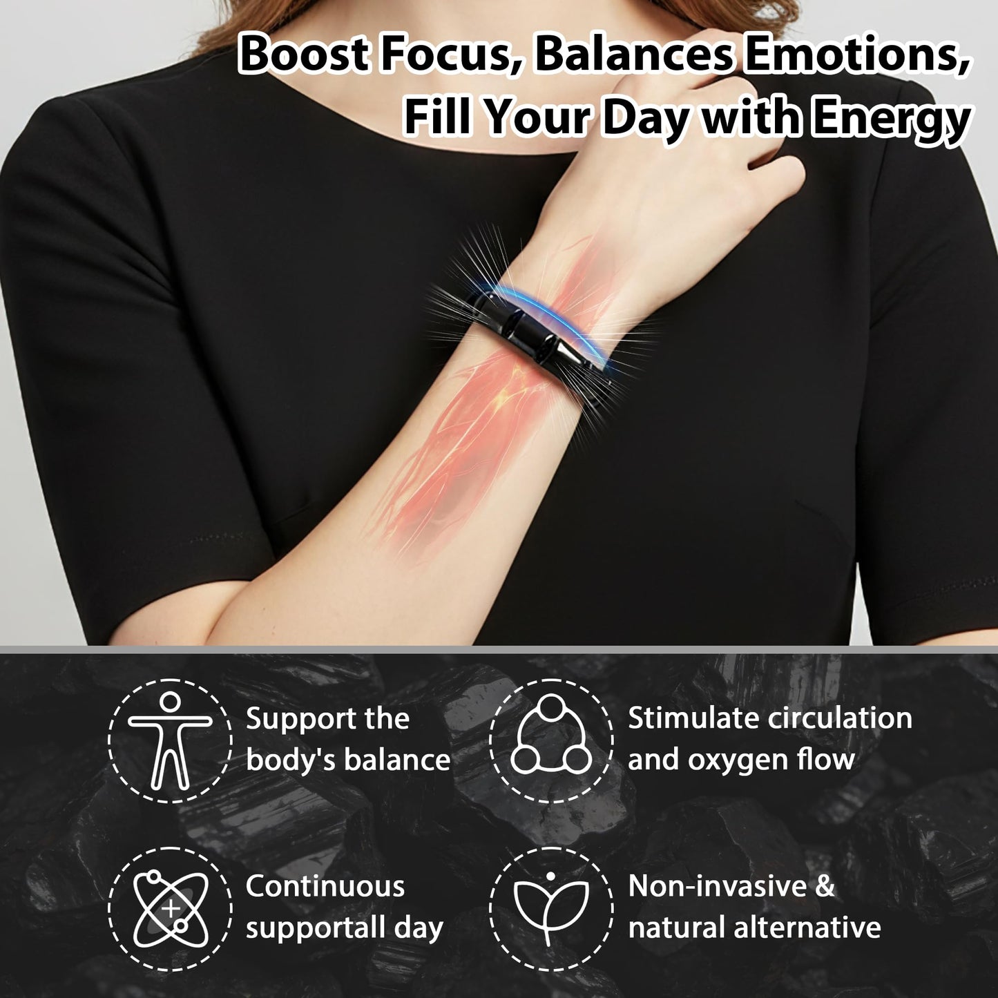 Trinckle Hematite Bracelet for Women Men, Easer Gifts Natural Hematites Stone Bracelet, 7 Inch Magnetic Hematite Bead Inspirational Jewelry Pulseras Para Hombres Reclaim Your Energy Confidence