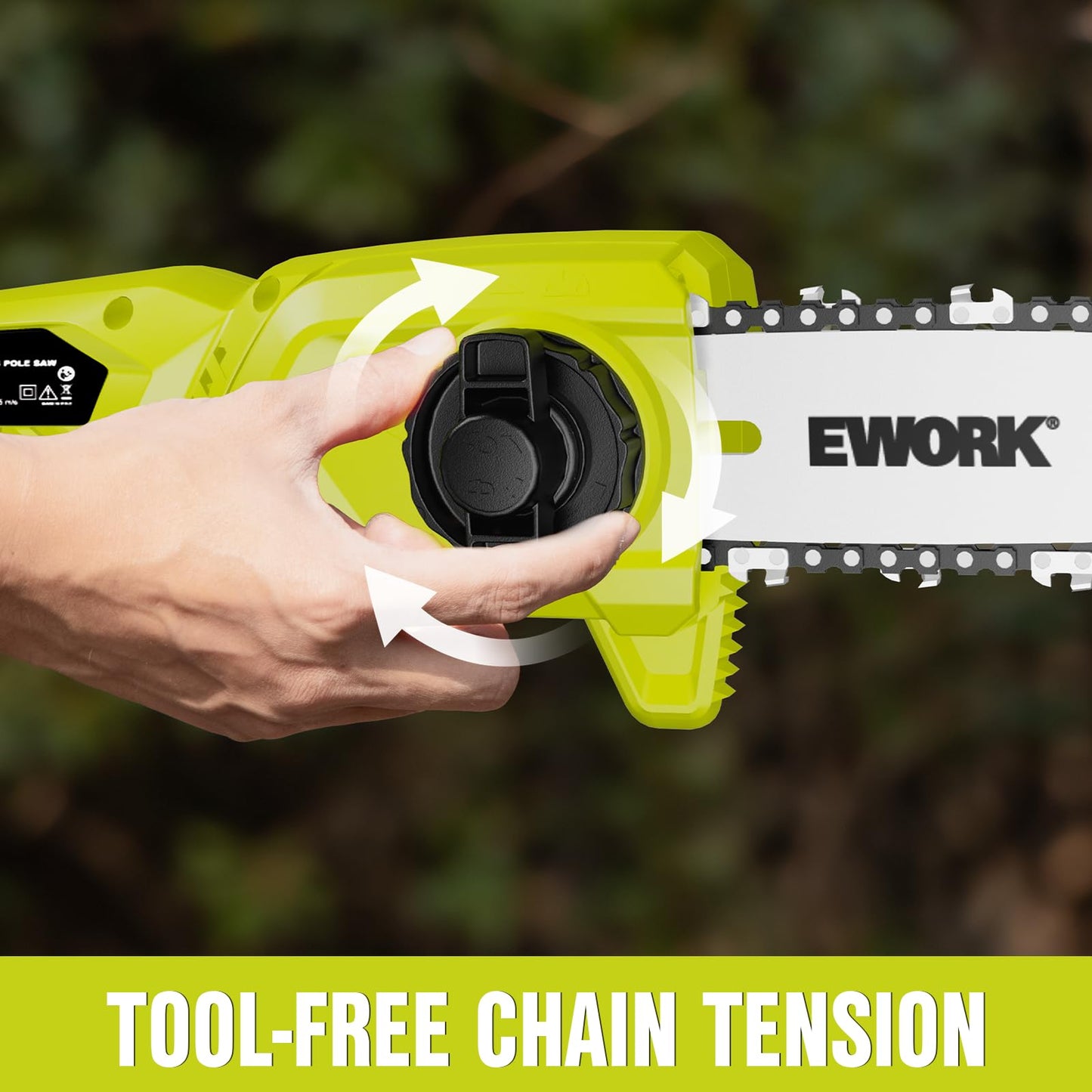 EWORK Electric Pole Saws for Tree Trimming 20V 8-Inch Cordless Pole Chainsaw, Extension to 14.8-Ft, 4-Angle Adjustable Head, Tool-Free Tensioning with 2x2.0Ah Battery & Fast Charger