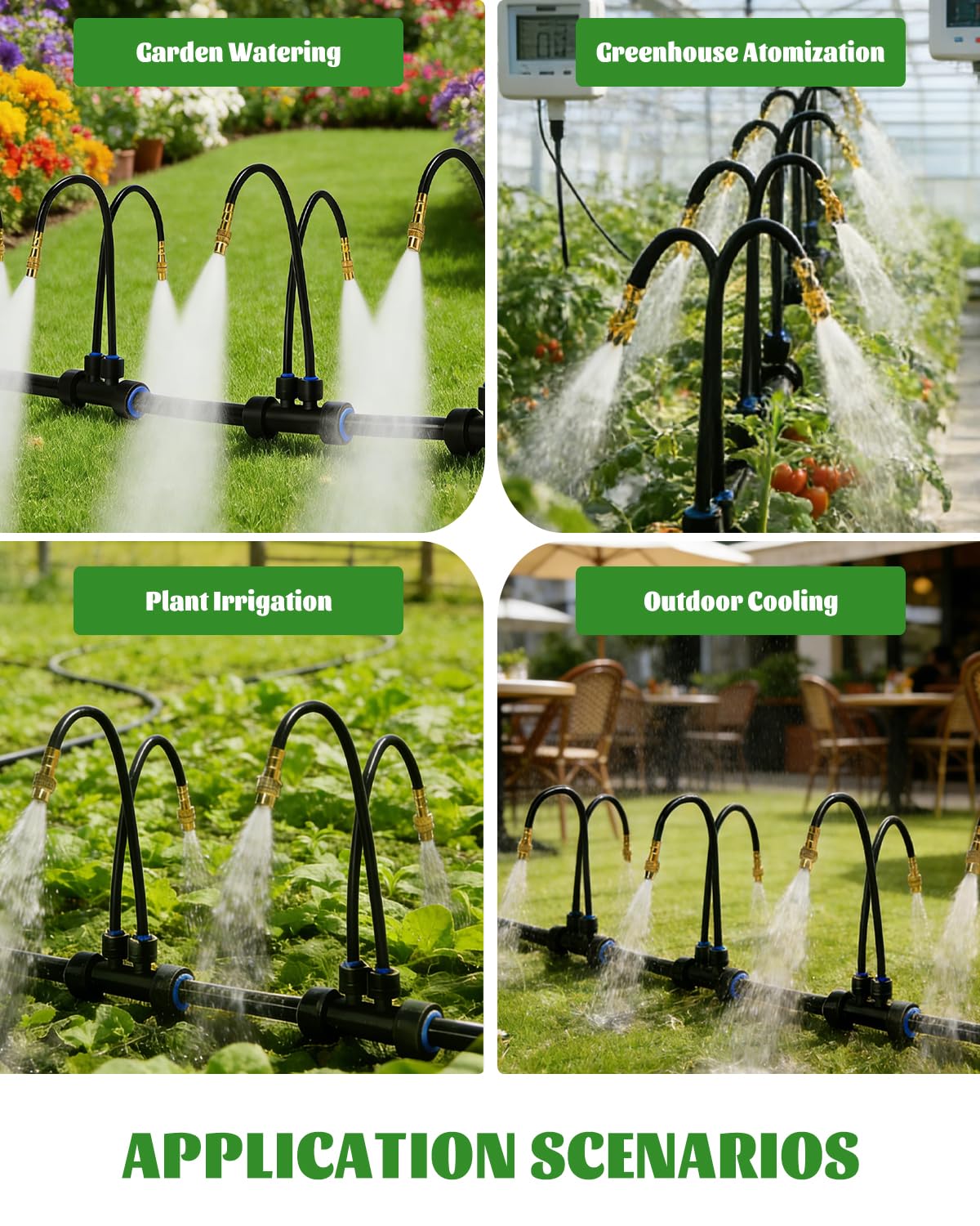 66FT Drip Irrigation System with 40 Nozzles, Automatic Drip Irrigation Kit, Garden Watering System with Dual-Head 360° Bendable Spray Nozzles for Lawn, Raised Bed (66FT, 40 Nozzles)