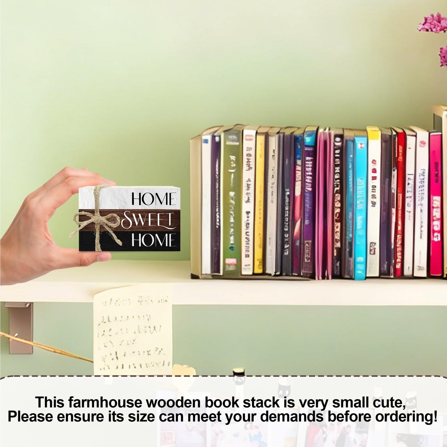 Ycyfckdr Mini Decorative Books for Home Decor, Rustic Wood Stack for Table, Home Sweet Decor Books for Living Room Shelf, Farmhouse Stacked Book Gift (L10)