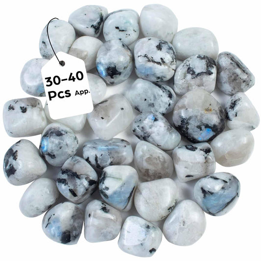 Crocon 1LB Rainbow moonstone tumbled stones and Crystals bulk 2000+ Carats natural Crystal Kit for Reiki Healing Crystal Polished, tumble stones, Chakra Balancing, Reiki Gift, Home Decor Size : 20mm