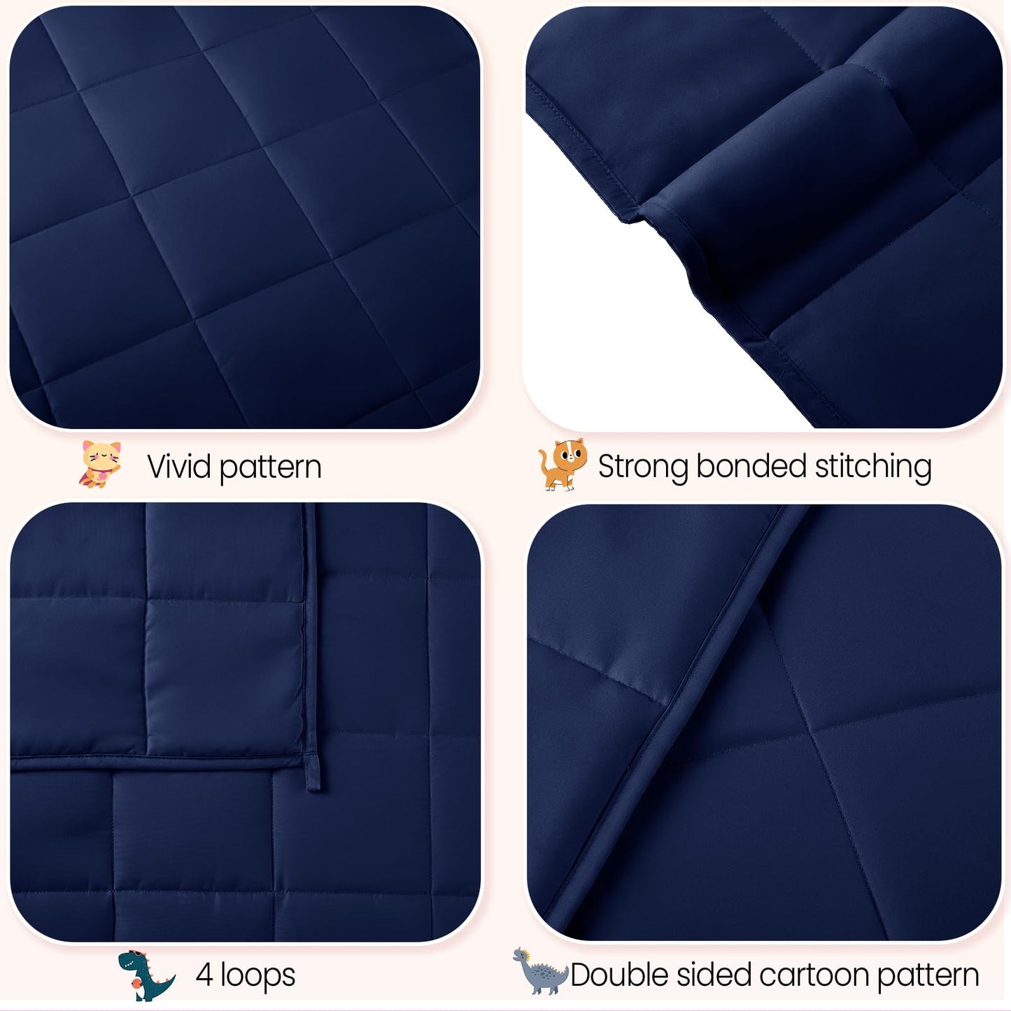 HOSUKKO Weighted Blanket - 5 lbs Navy Blue Heavy Blanket - Small Size Breathable Lap Blanket(36"x48", 5 lbs)