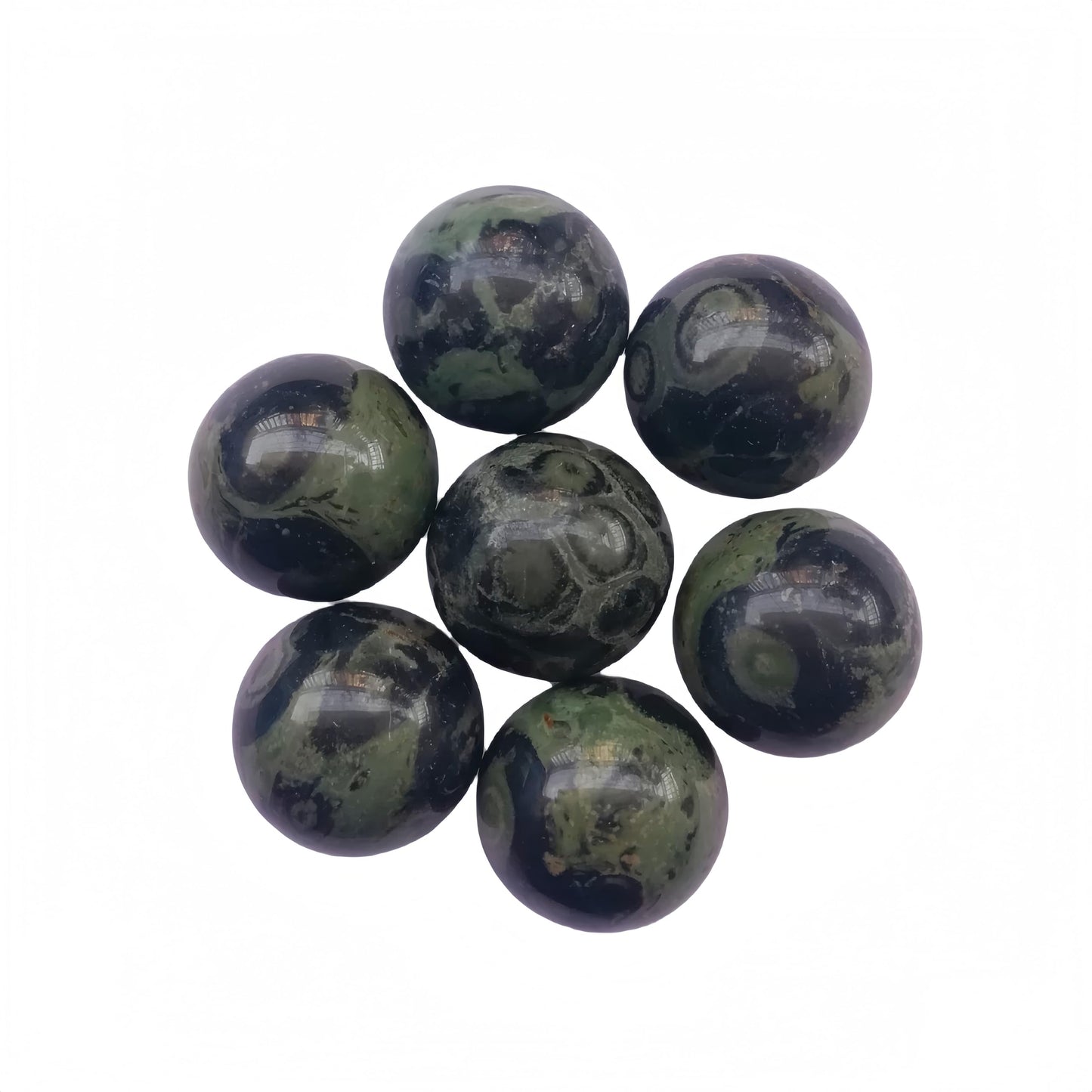 Sunshcat Natural Kambaba Jasper 0.78 Inchs Crystals and Healing Stone Ball Set,Home Desktop Feng Shui Array Decoration(7 Pieces) ﻿