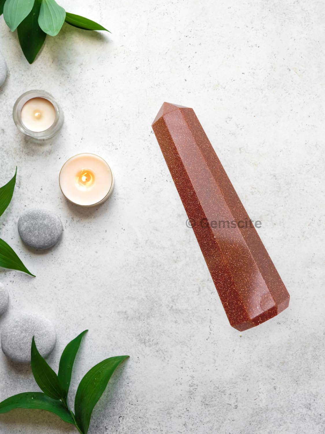 WholesaleGemShop 3 Inch (70 mm) Gemstones Red Goldstone Obelisk Tower Jumbo Facet Aura Rock Crystal Natural Polished Earth Wand Spirit