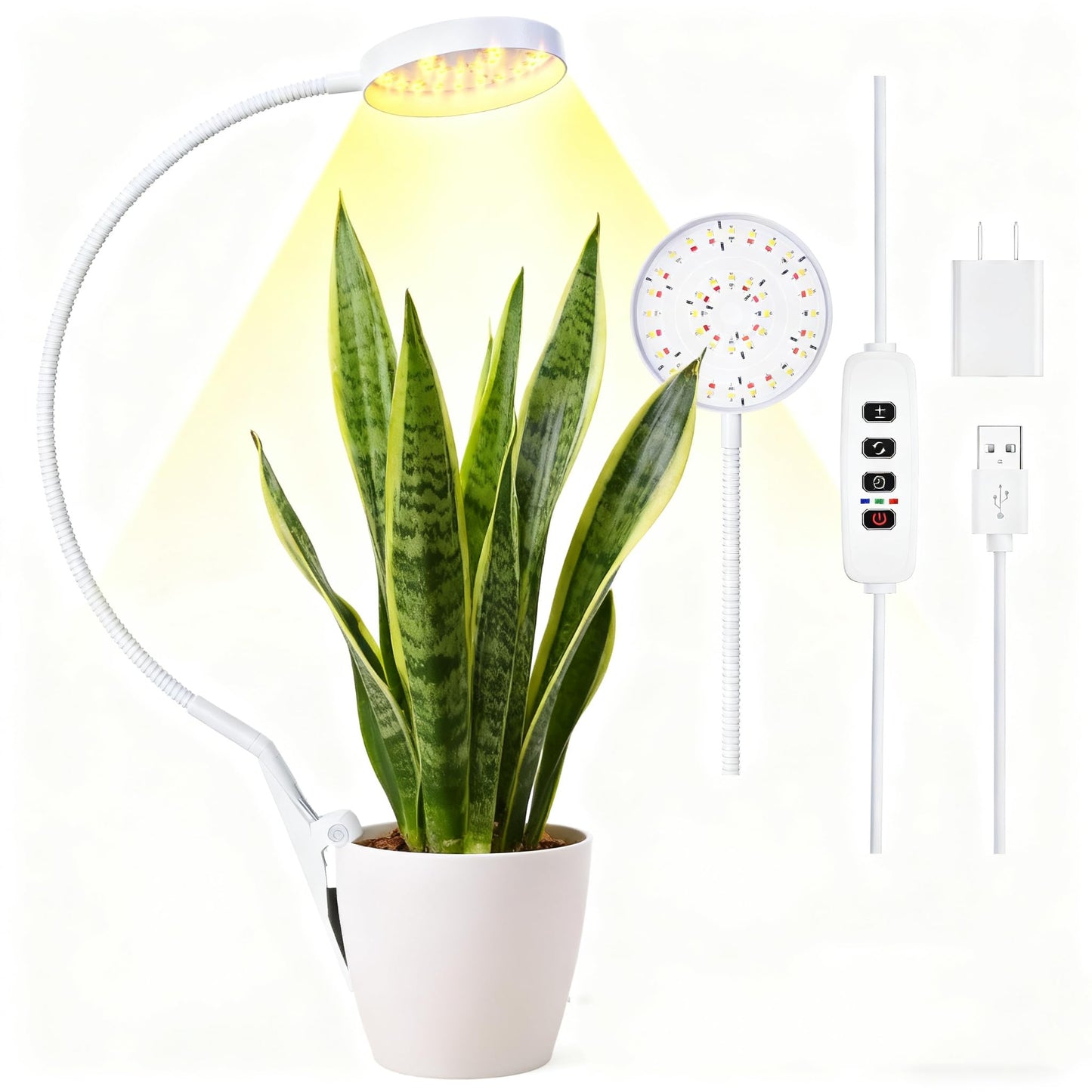 VC.Formark Clip On Plant Grow Lights for Indoor Plants Small Potted - Full Spectrum 3 Modes, 10-Level Dimmer, 3/9/12H Timer & Durable Metal Gooseneck for Succulents,Herbs