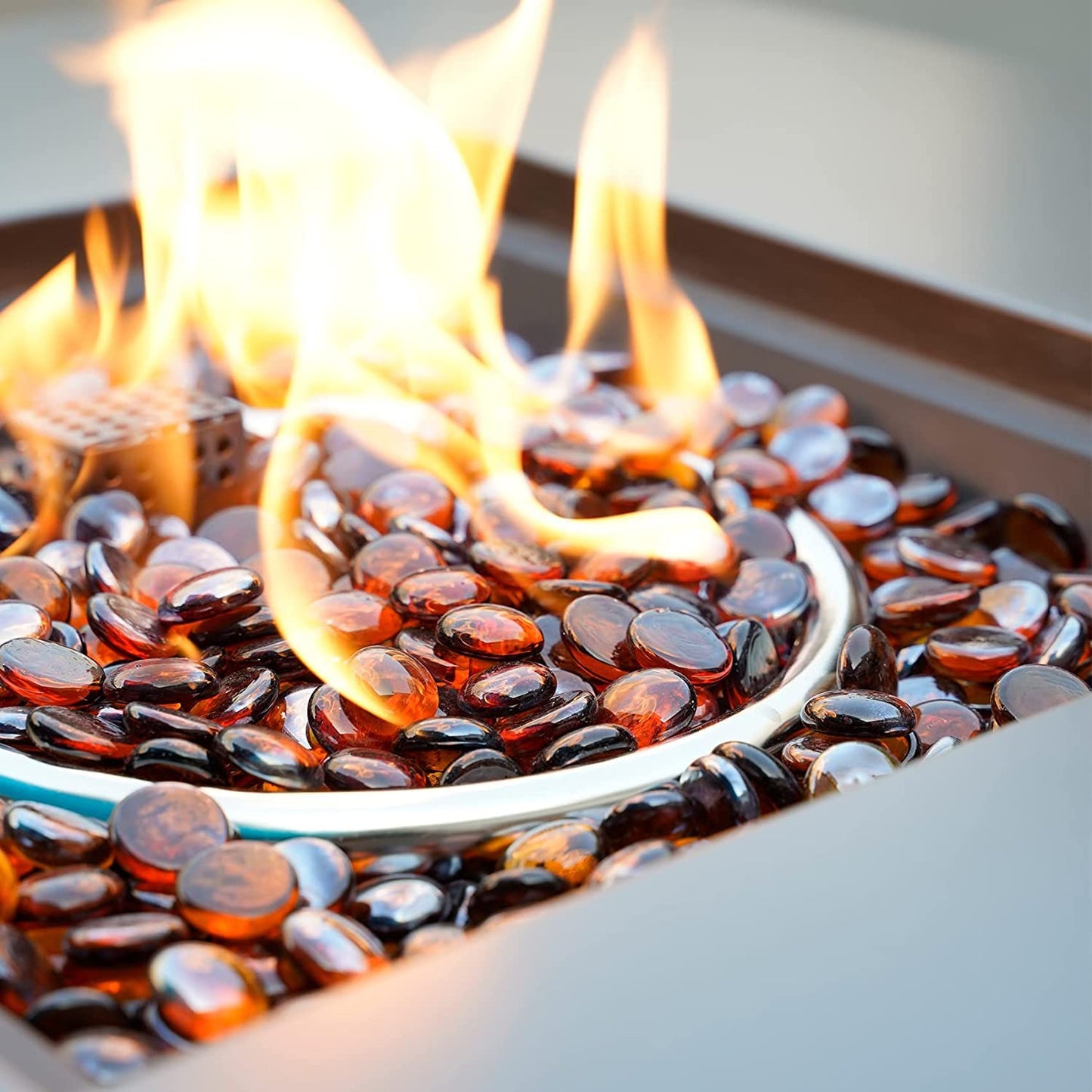 OnlyFire Fire Pit Glass Rocks 10 lbs, High Luster Fire Glass Beads 1/2 Inch, Tempered Glass Marbles for Propane/Natural Gas Fire Pit, Fireplace, Multicolor & Blends Available