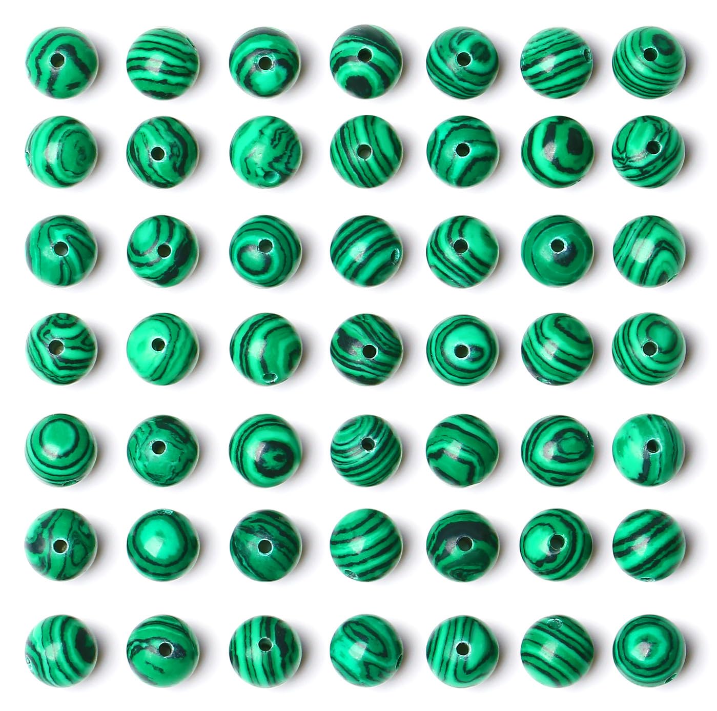 QINJIEJIE 100PCS Malachite Beads 8mm Natural Stone Beads Round Loose Gemstone Bead for Bracelet Beading Crystal Jewelry Making DIY Necklace Earrings 0.32"