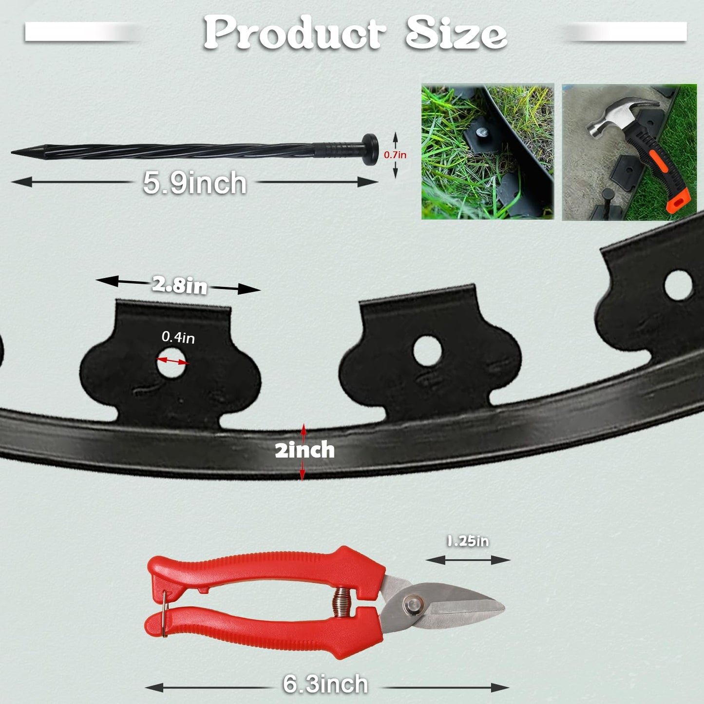 80 ft Fence Edging for Landscaping Include Garden Pruning Scissors,80 Spikes,80 ft Lawn Edging Edging for Landscaping Edging and Garden Edging and Garden Border and Flower Bed Edging (Black-80ft)